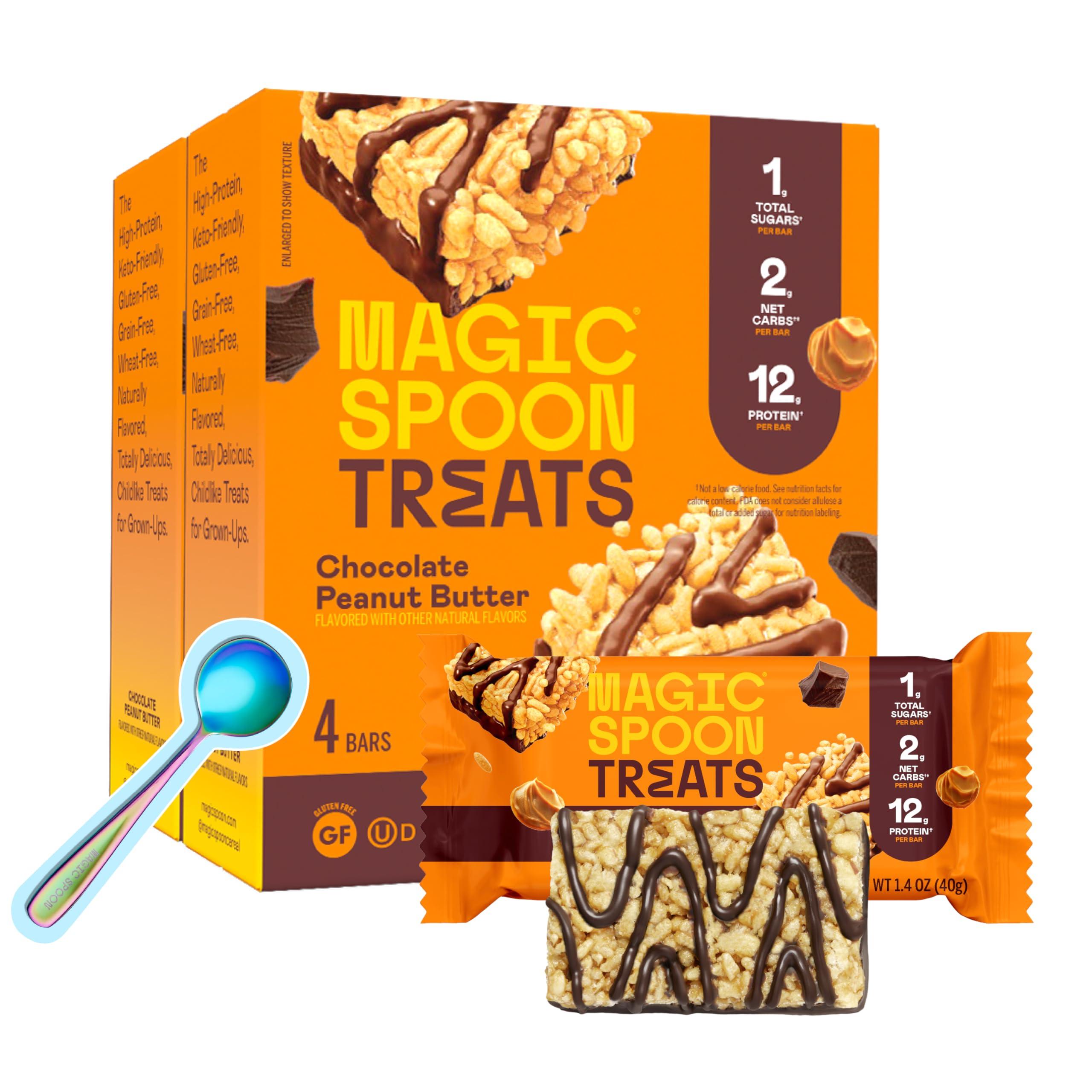 Magic Spoon MAGIC SPOON Treats - High Protein, Low Carb, Keto Friendly, Low Sugar, Gluten Free, Crispy Protein Bar Cereal Bar, On-The-Go Healthy Snack (Chocolatey PB, 8 Bars)