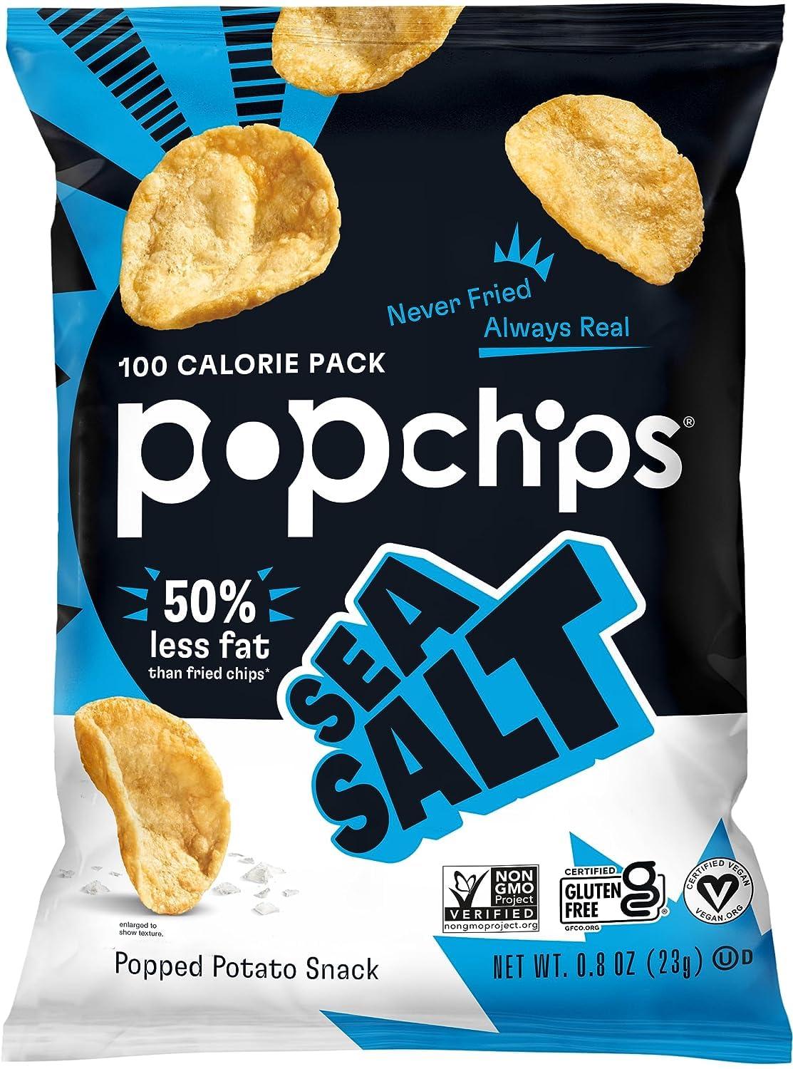 popchips Popchips Potato Chips, Sea Salt Flavor, Snack Size Bags, 0.8oz (Pack of 24)