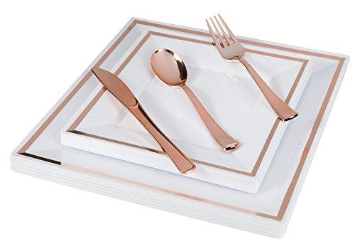 Exquisite 160 Disposable Plastic Rose Gold Teaspoons