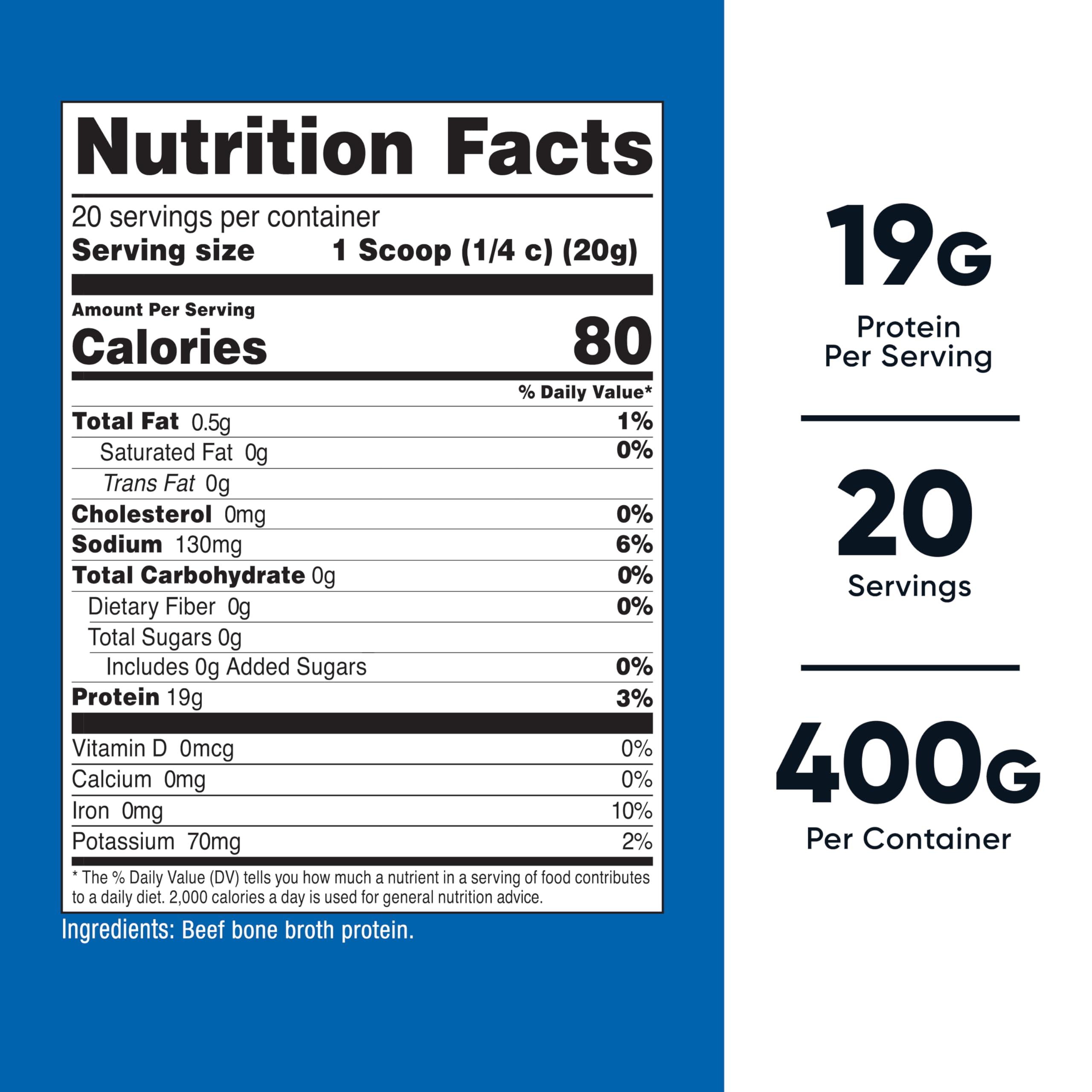 Nutricost Nutricost Beef Bone Broth Protein Powder Unflavored (20 Servings) - Gluten-Free, GMO-Free