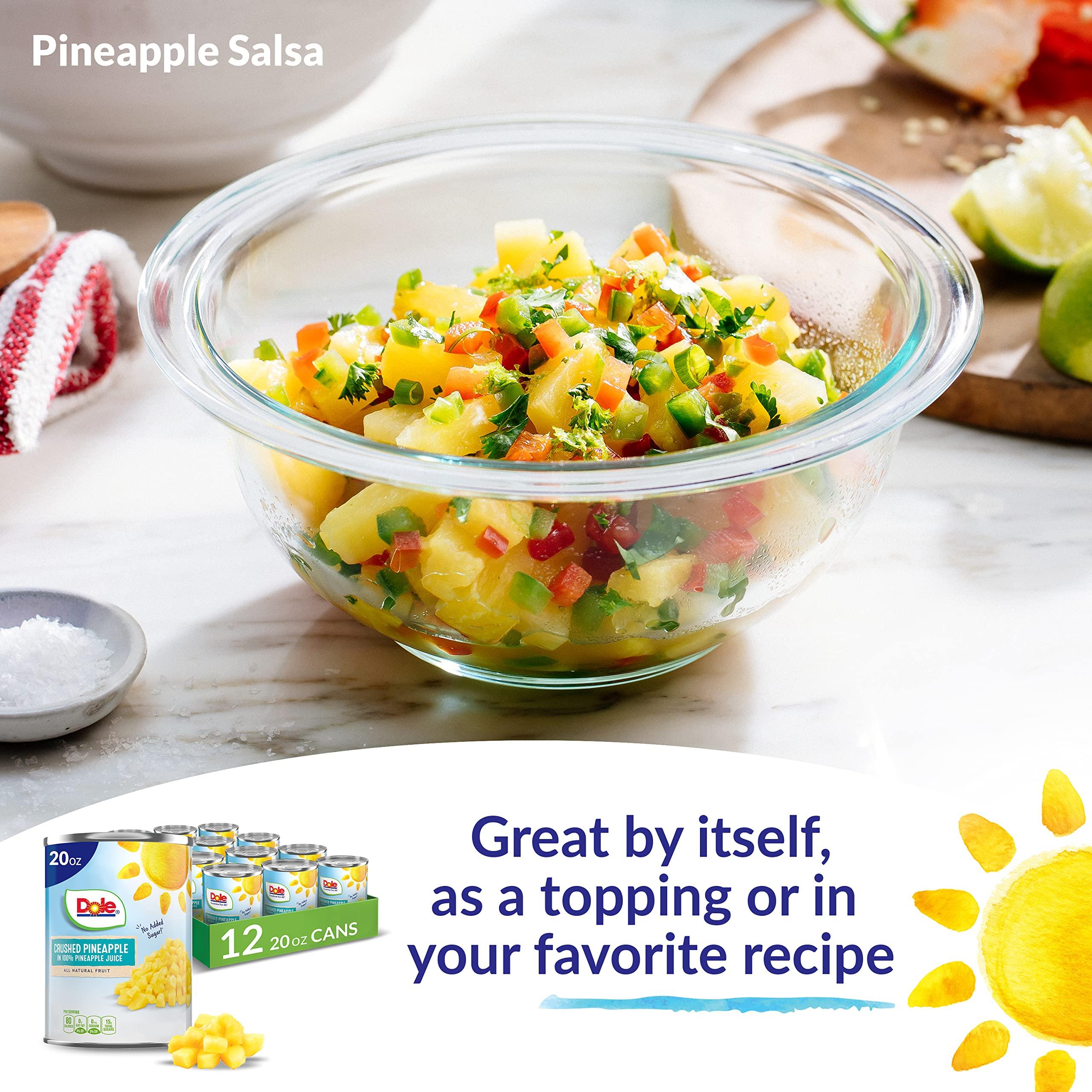 Dole Dole Canned Fruit, Crushed Pineapple in 100% Pineapple Juice, Gluten Free, Pantry Staples, 20 Oz, 12 count, Packaging May Vary