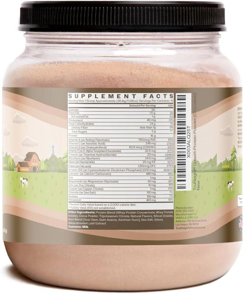 TruHeight TruHeight Growth Protein Shake (Chocolate Milk Flavor, Whey) Natural Growth & Development Protein Powder for Kids & Teens - Endorsed by Pediatricians - Vitamins & Minerals for Picky Eaters - Ages 5+