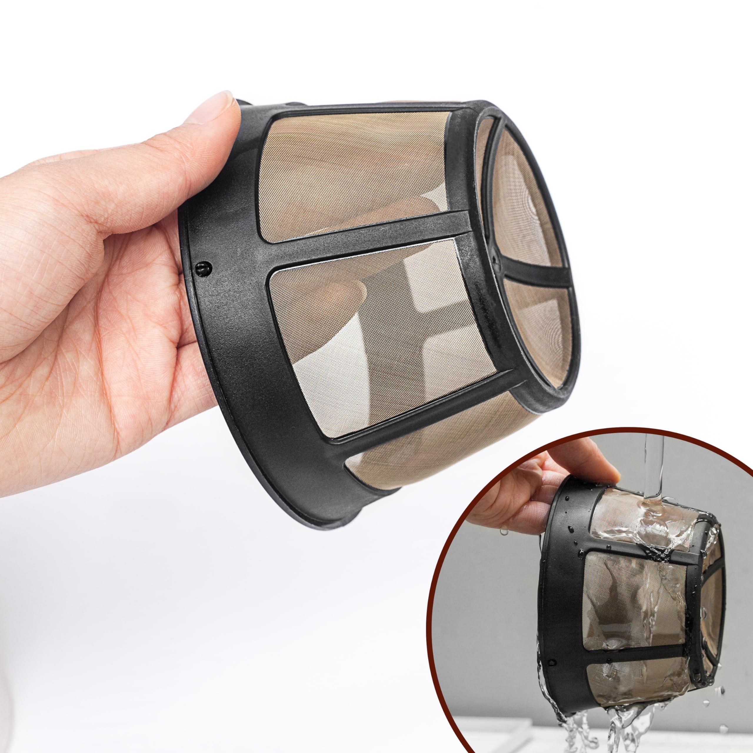 BRENSTEN 8-12 Cup Reusable Filter Basket With Mesh Bottom Fits MrCoffee Coffee Maker and Brewer - Permanent Filter Replacement for Mr Coffee Gold Tone Basket-Style Filters 2-Pack