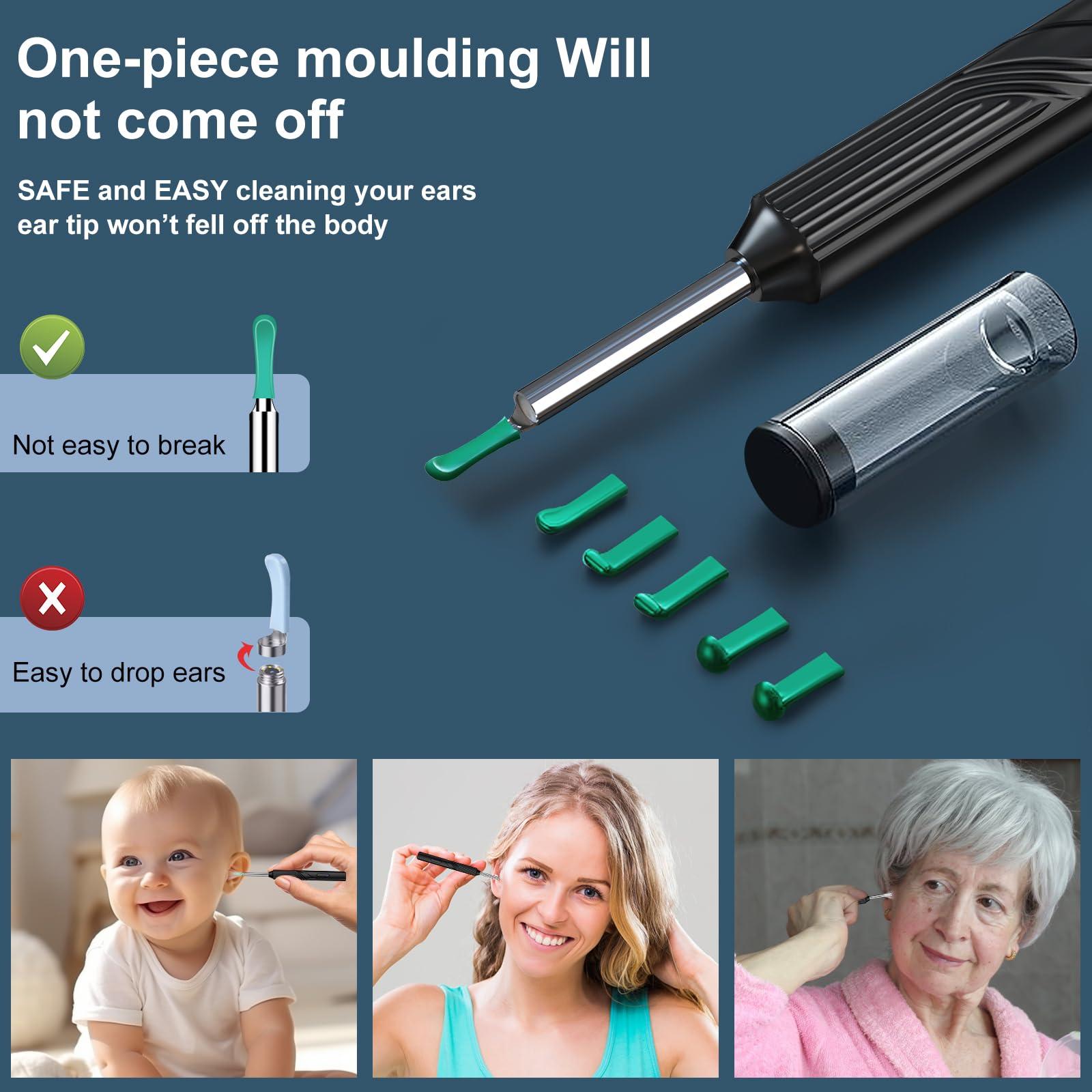 Mapleboom Pro Ear Wax Removal,Soft Silicone Ear Scoop for Ear Cleaning, Ear Cleaner with 1080P HD Otoscope Camera and Light Plus 6Pcs Ear Set for All iPhone and Android Phones.