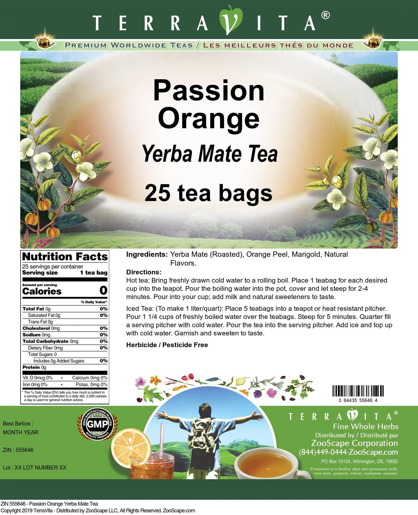 TerraVita Passion Orange Yerba Mate Tea (25 tea bags, ZIN: 555646)