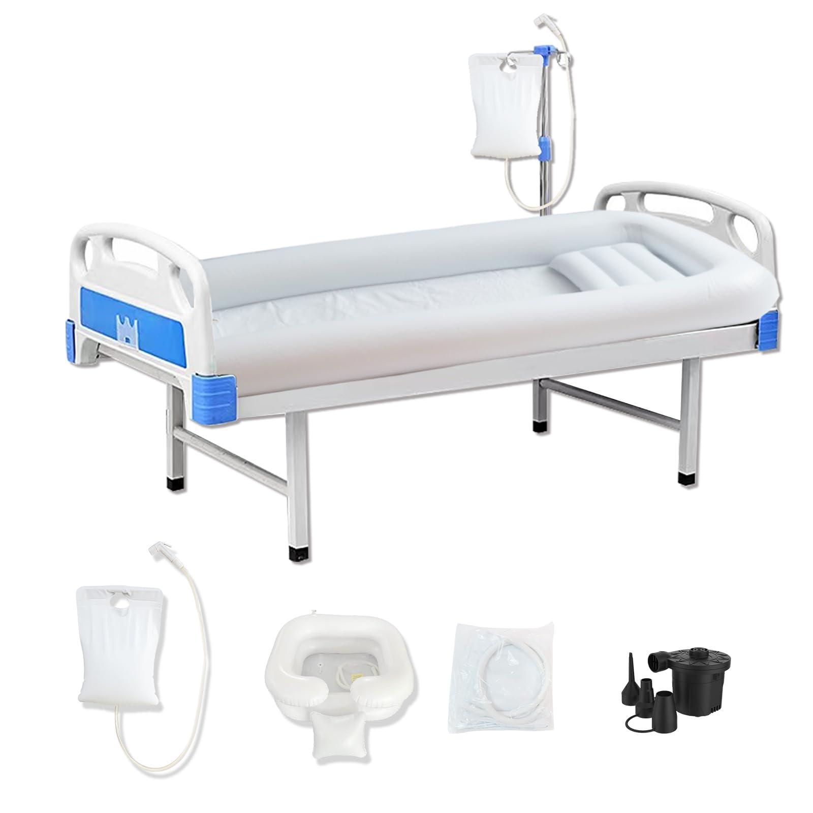 JJFFTAO JJFFTAO,Medical Inflatable Bathtub,Bed Bath,Medical PVC Bedside Shower bathtubKit,Bed Shower for Patients with Reduced Mobility,Bedside Water Bag+Electric air Pump+Medical Inflatable Shampoo Basin