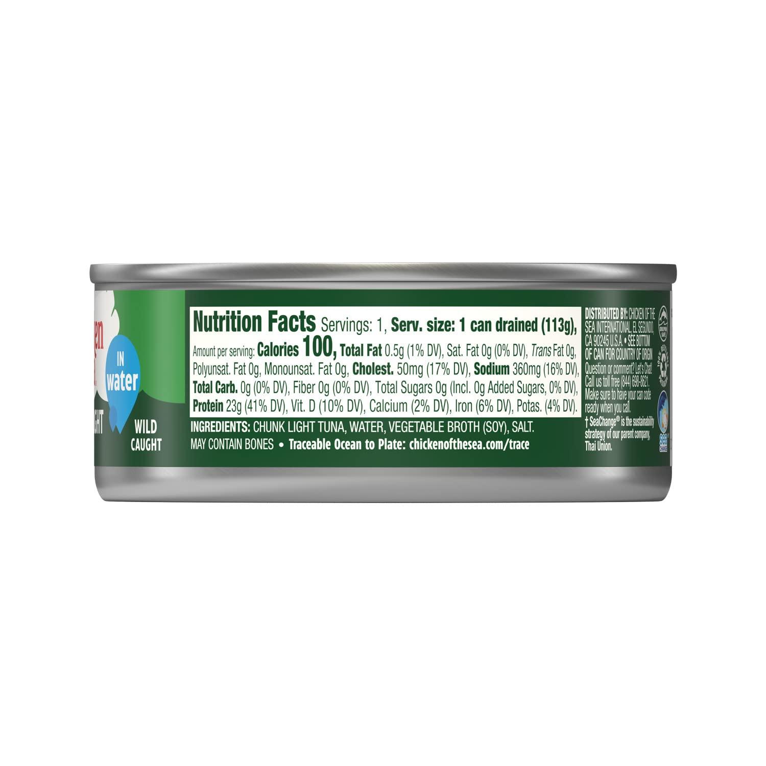 Chicken of the Sea Chicken of the Sea Chunk Light Tuna in Water, 5 Ounce Cans (Pack of 10), Wild Caught Canned Tuna