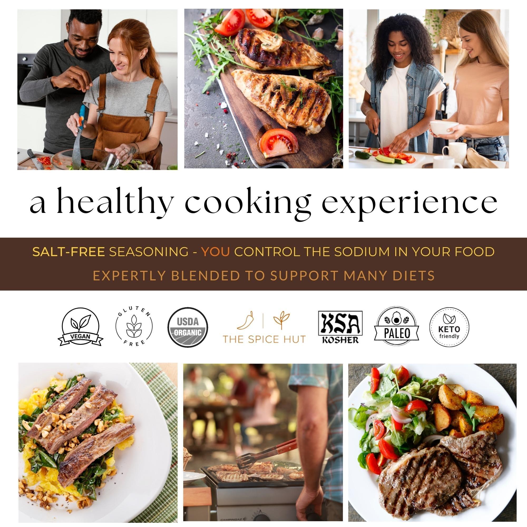 The Spice Hut Spice Hut - Organic Steak Seasoning & Dry Rub for Prime Rib, Roast, Burger / Sugar-Free, No Salt / Roadhouse Grill Spice Mix for Chicken, Chop House Seasoning Steak & Beef Rub / All-Natural, Kosher, Vegan, Gluten Free, Keto -No MSG- 1lb Bulk Pack