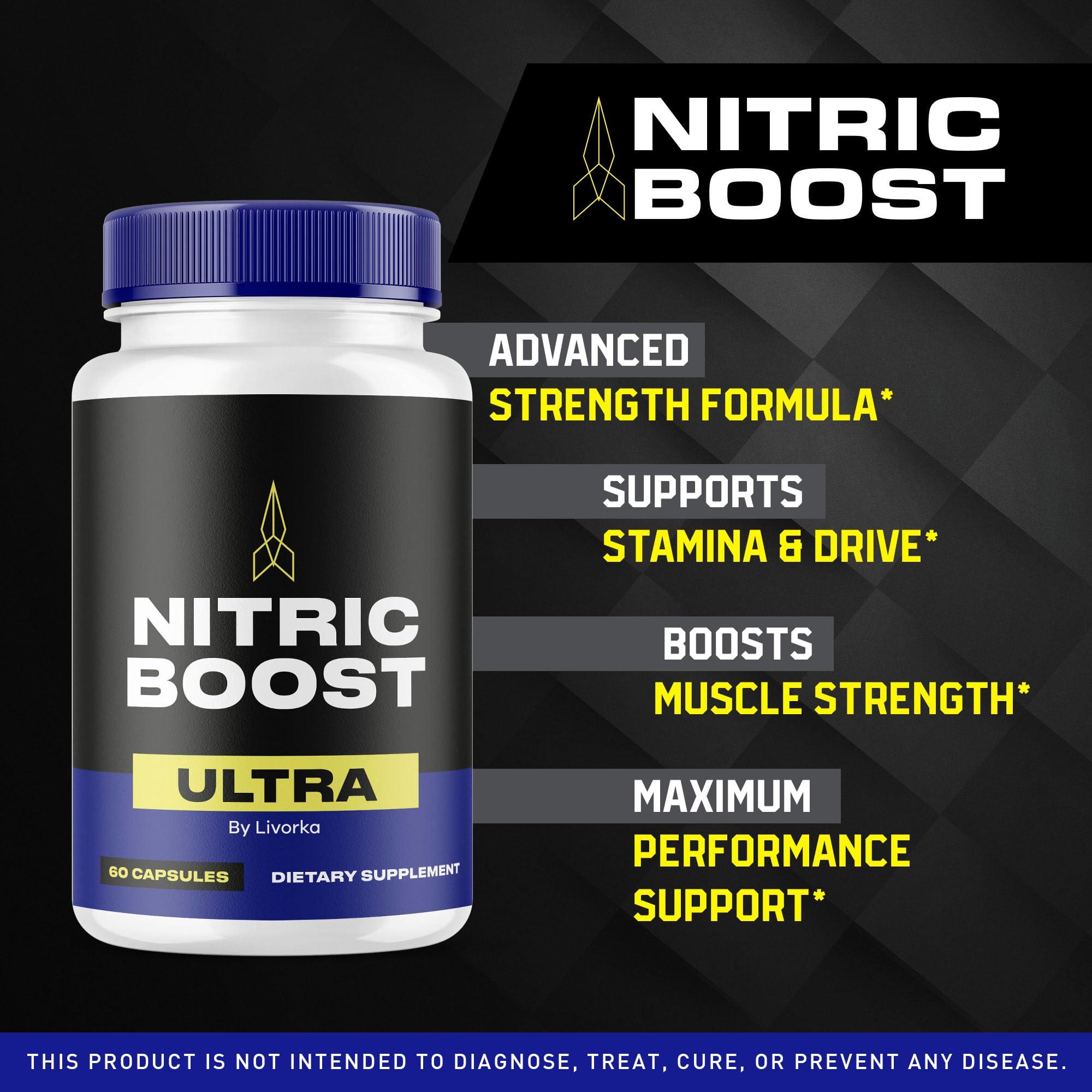 LIVORKA Nitric Boost Ultra, Nitric Boost Ultra Powder Now in Capsules, NitricBoost Ultra Advanced Formula, Nitric Boost Ultra Max, Nitric Boost Reviews 60 Capsules for 1 Month
