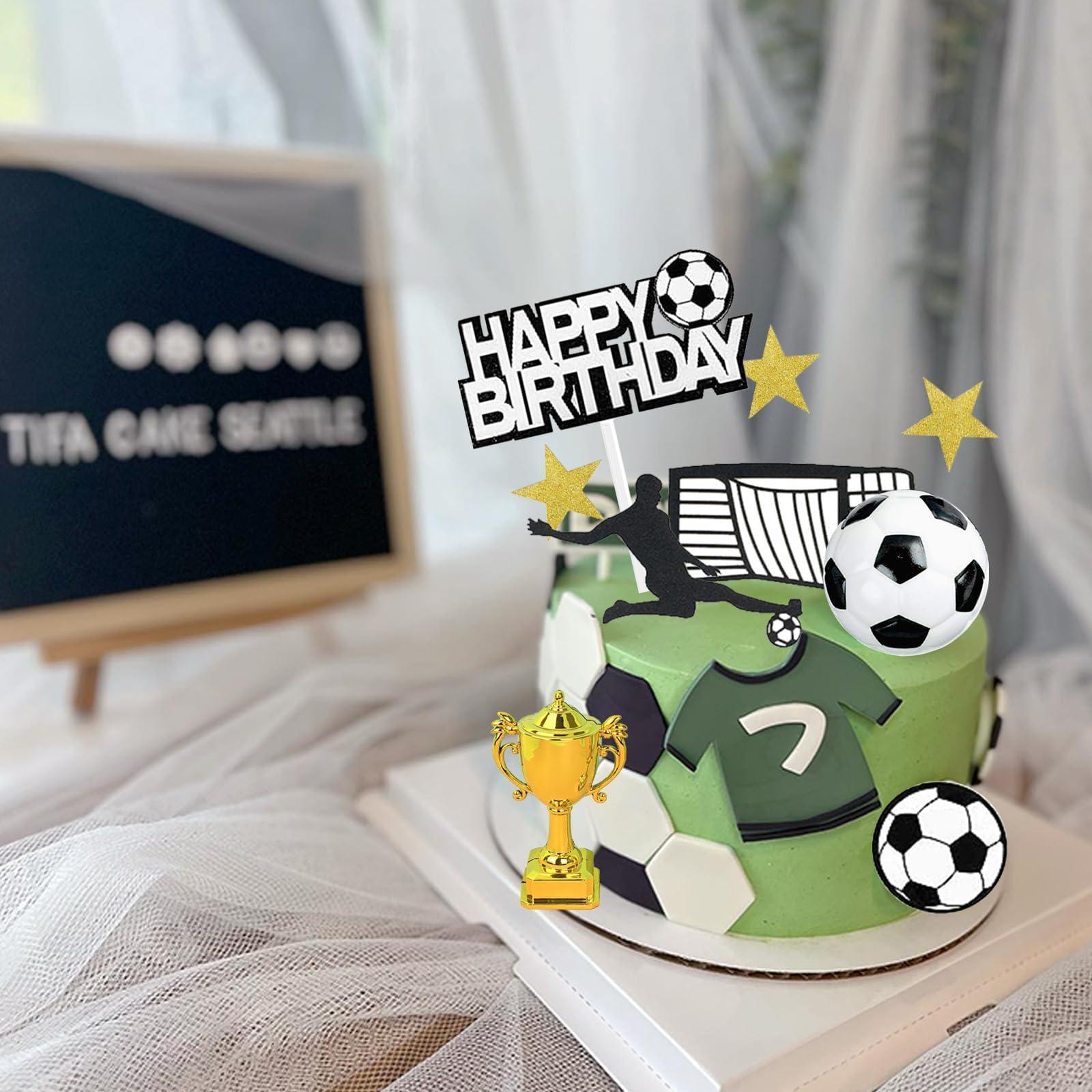 RASSLISA 36 PCS Soccer Cake Toppers Football Cake Decorations for Soccer Theme Party Football Theme Party Sport Party Supplies