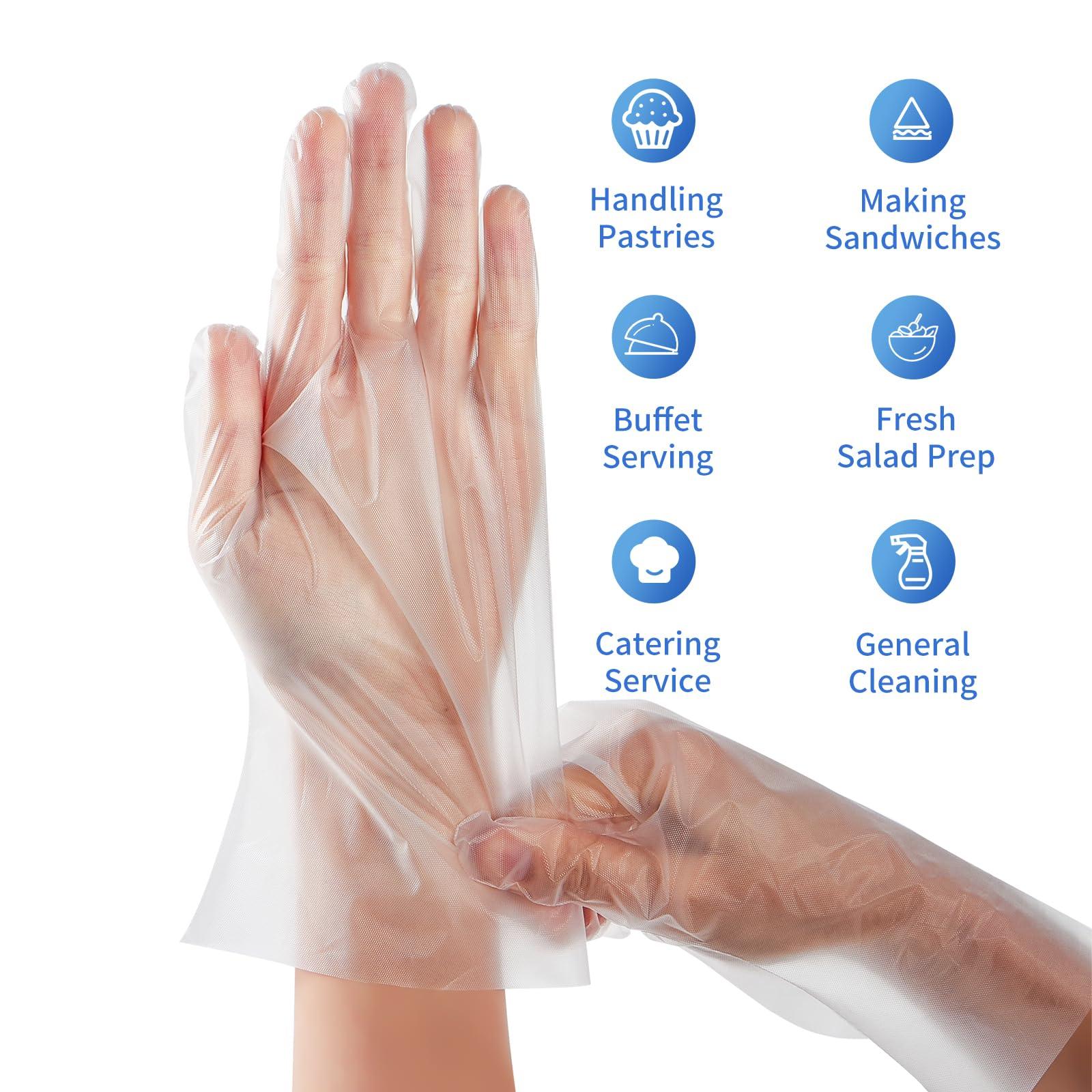 DealbyBox DealbyBox 1000pcs Plastic Food Safe Gloves, Disposable Gloves for Restaurant Cooking, Food Handling, Serving, Prep,Baking. (Small)