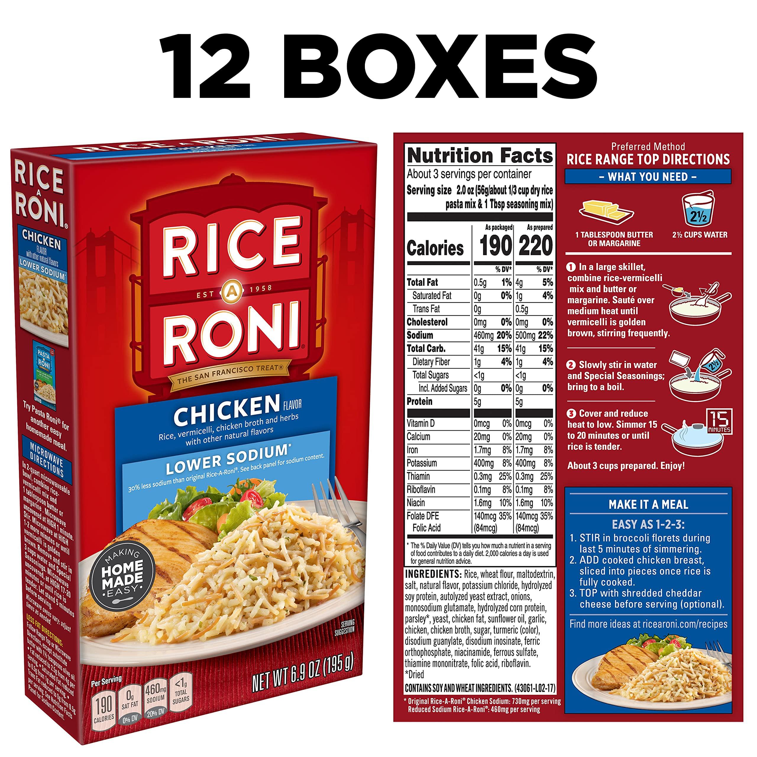 Quaker Rice A Roni, Chicken, Lower Sodium, 6.9oz Boxes (12 Pack)
