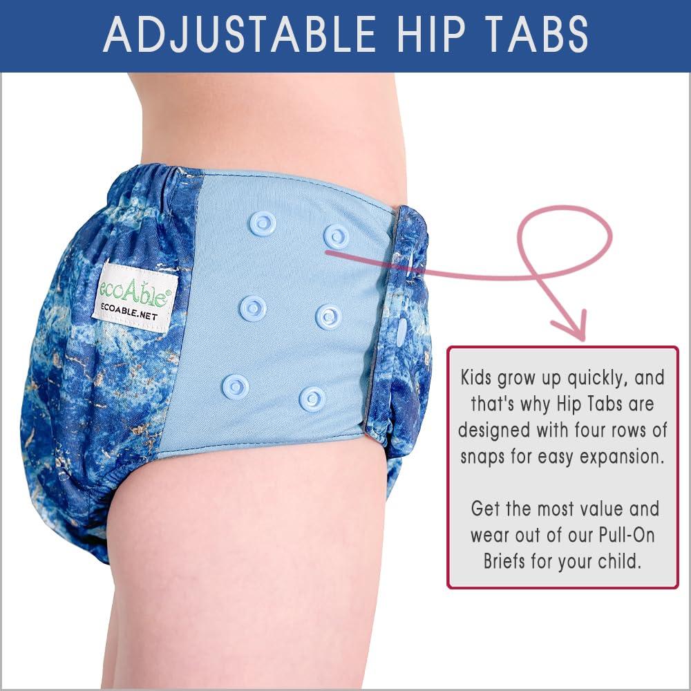 Ecoable Special Needs Big Kids\' Protective Briefs: Pull-on Cloth Diaper for Incontinence and Potty Training, Age 6-16 Years (Unicorns, Junior 3)