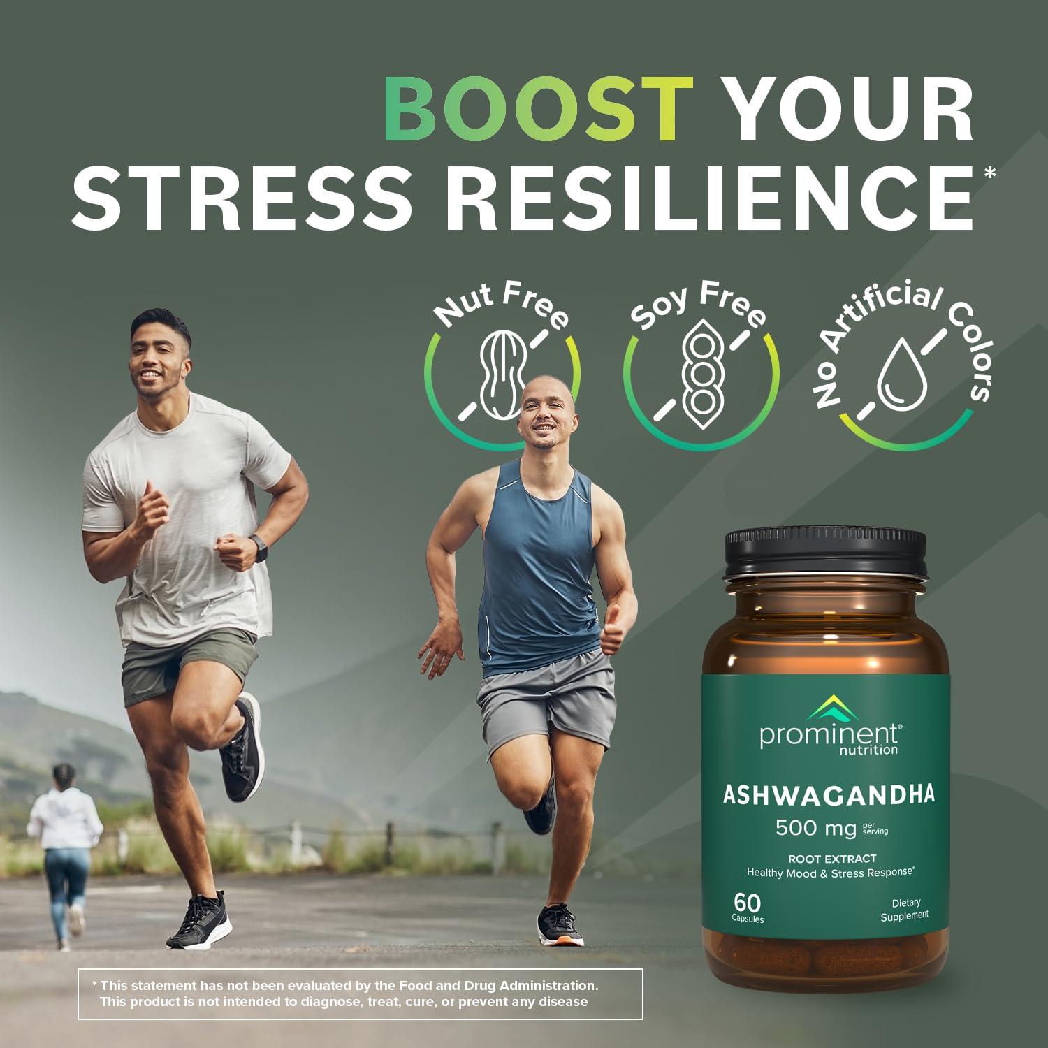 Prominent Nutrition Prominent Nutrition Ashwagandha Supplement, Clinically Researched Shagandha Root Extract for Healthy Mood and Stress Support, Standardized to 2.5% Withanolides, 500 mg, 60 Vegan Capsules