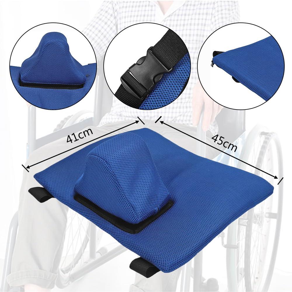 EDWERD EDWERD Wheelchair Wedge Saddle Cushion - Electric Mobility Scooter Seat Pad with Convex Pommel for Elderly, Disabled & Limb Weakness, Soft Non-Slip (Blue)