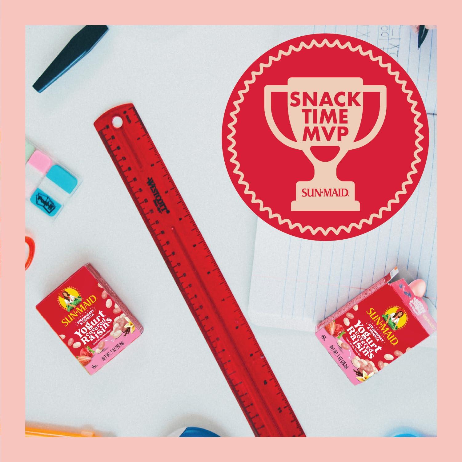 Sun-Maid Sun-Maid Strawberry & Vanilla Yogurt Coated Raisins - (6 Pack) 1 oz Snack-Size Box - Yogurt Covered Dried Fruit Snack for Lunches and Snacks