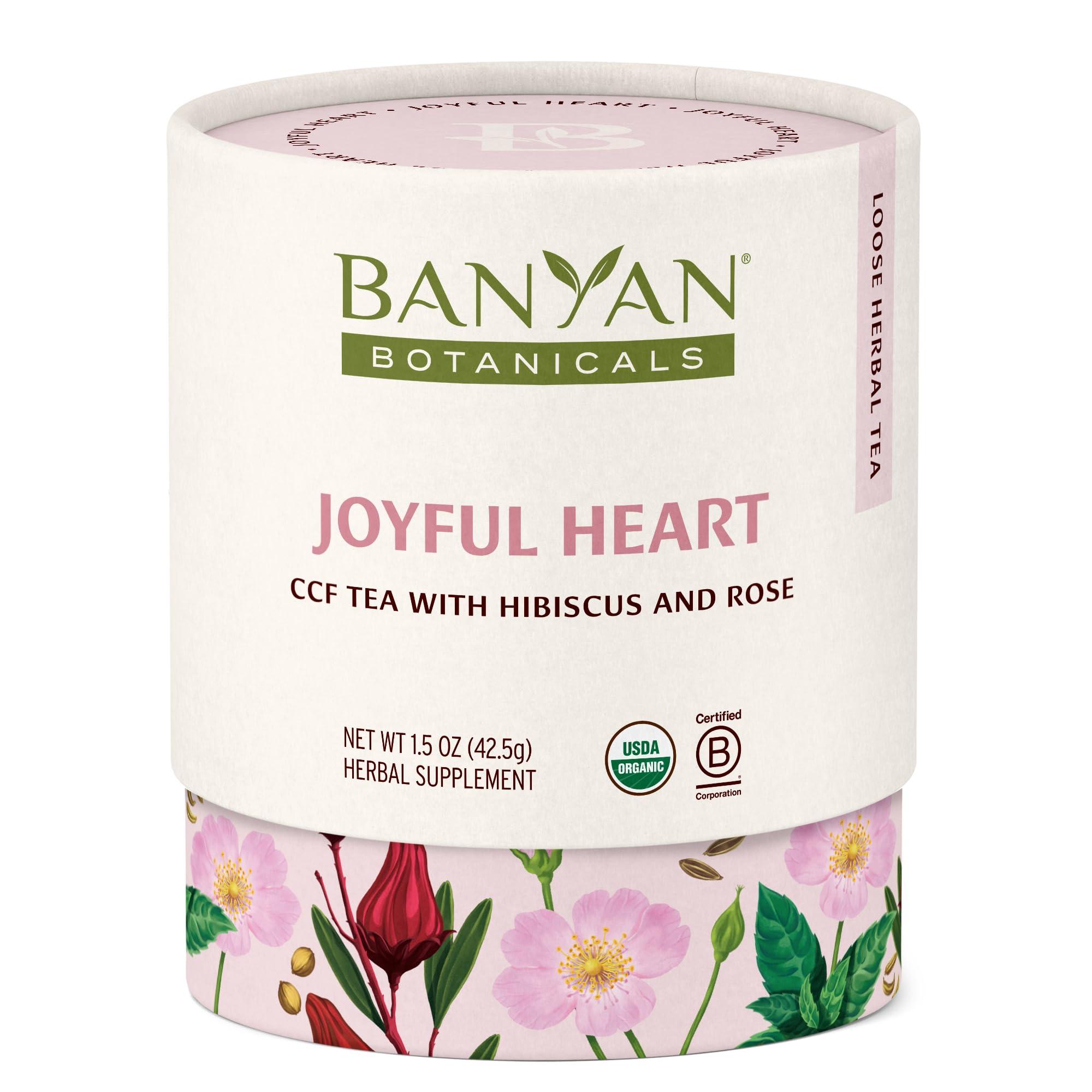 Banyan Botanicals Banyan Botanicals Joyful Heart CCF Tea Loose Leaf Organic Herbal Tea Uplifting and Aromatic CCF Tea with Hibiscus, Tulsi, and Rose 1.5 oz. Non-GMO Sustainably Sourced Herbal Loose Leaf Tea
