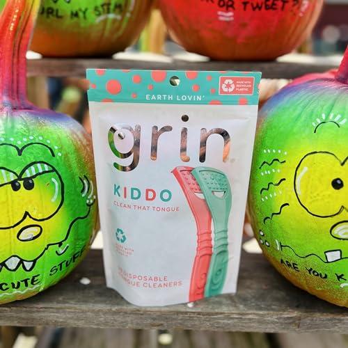 Grin GRIN Kiddo Tongue Cleaner, 32 Count, Disposable Tongue Cleaner, Hygienic Scraper, Jumbo Grip, Recycled Plastic, Keep Kiddos Healthy, Promote Fresh Breath