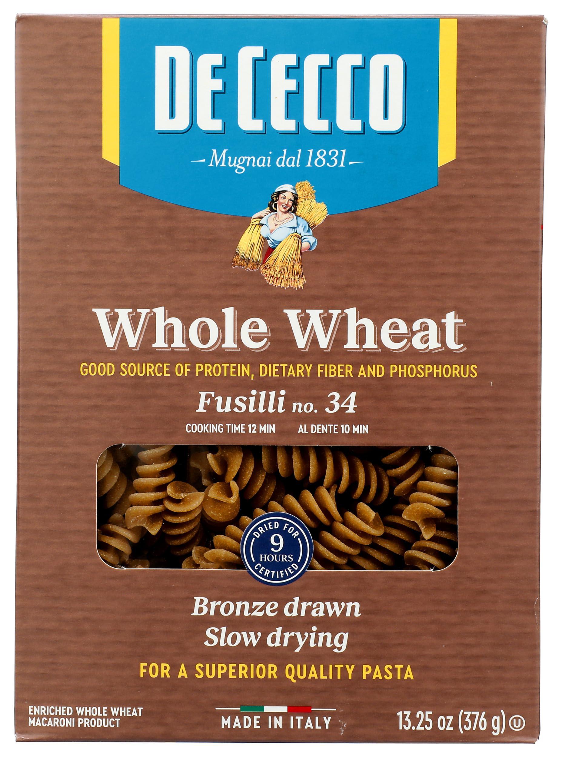 De Cecco De Cecco Pasta Fusilli Whole Wheat Pasta, 13.25 oz