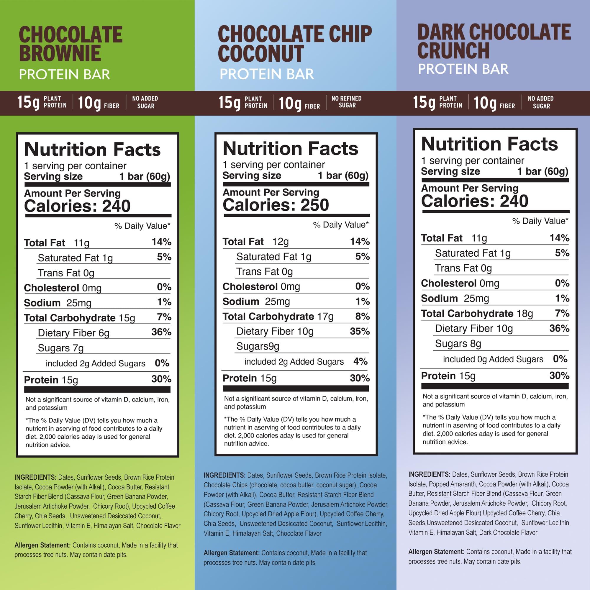 Amrita AMRITA Vegan Protein Bars Variety Pack (6 Flavors) | Peanut/Dairy Free, Soy & Gluten Free | 15g Plant Based Protein Bars | High Fiber Low Sugar Meal Replacement Bar - Breakfast Bars, High Protein Bars