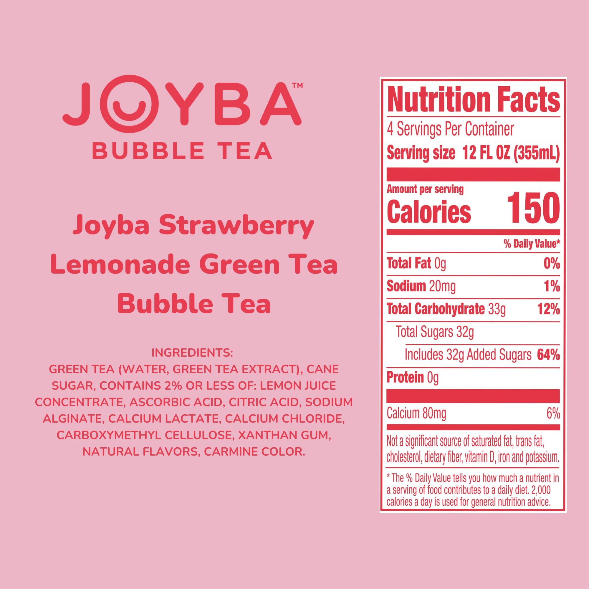 JOYBA Joyba Bubble Tea Strawberry Lemonade Green Tea, 4 Pack, 12 fl. oz. Cups