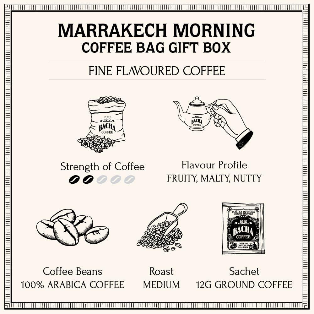 Bacha Coffee Bacha Coffee | Marrakech Morning Fine Flavoured, Medium Roast, 12 * 12g Individually Wrapped 100% Arabica Single Serve Filter Bags