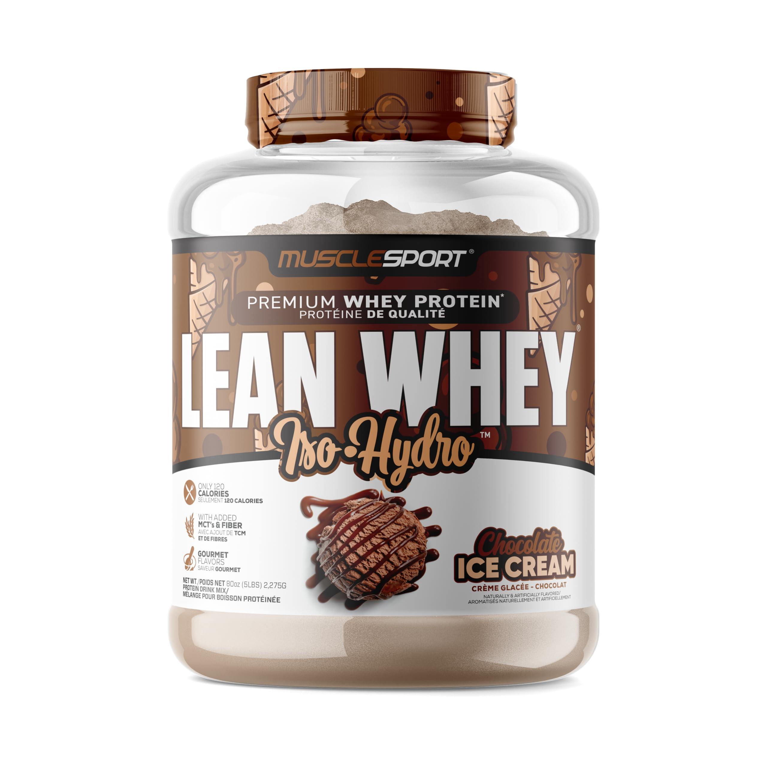 Musclesport Musclesport Lean Whey Revolution™ Protein Powder - Whey Protein Isolate - Low Calorie, Low Carb, Low Fat, Incredible Flavors - 25g Protein per Scoop - 5lb Chocolate Ice Cream