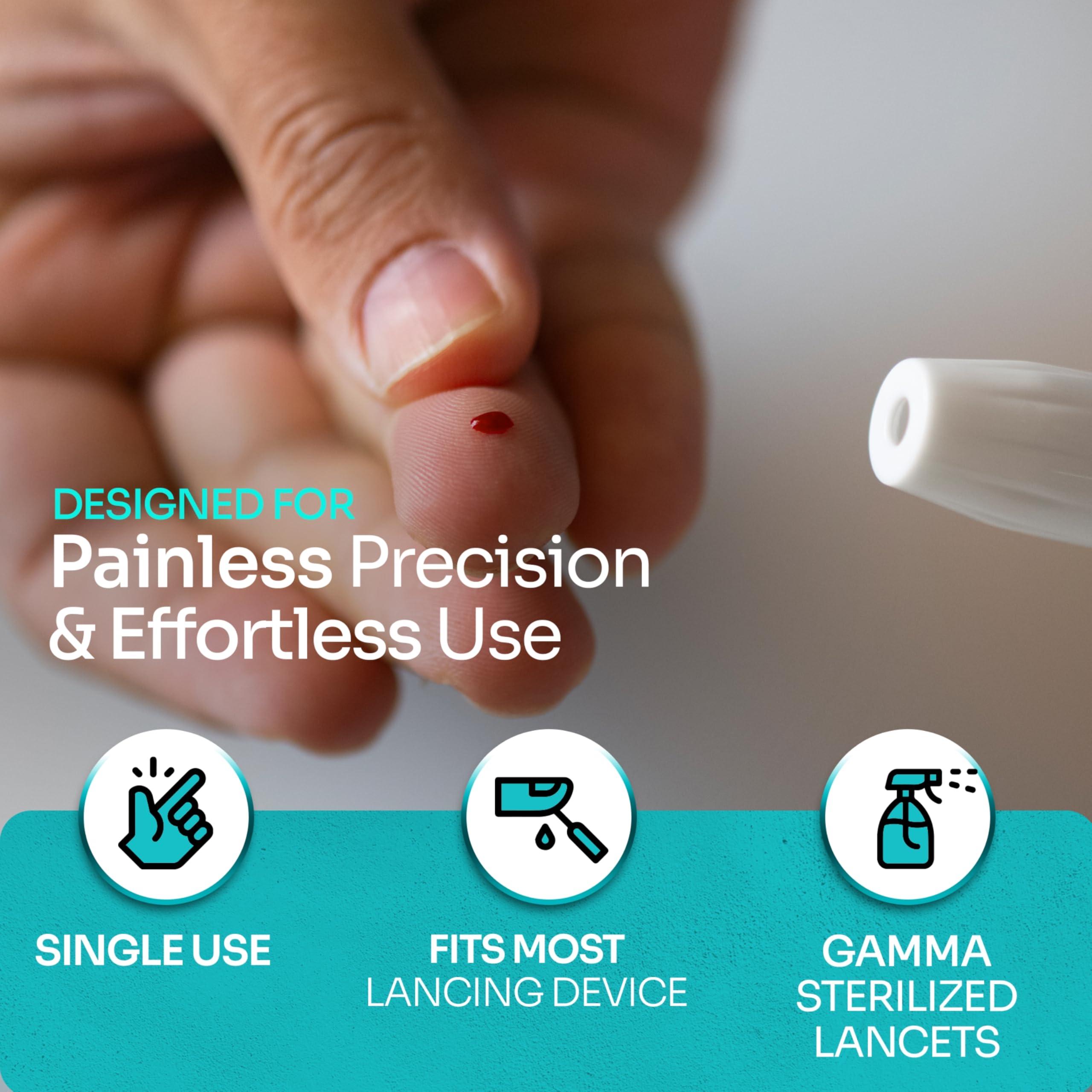 One Step One Step Sterile 28g Lancets, 400 x Lancets for Diabetes Testing, Twist Top Sterile 28 Gauge Diabetic Blood Lancet, Single Use Glucose, Sugar, Keto Pen Style Needle, Fits Most Lancing Devices