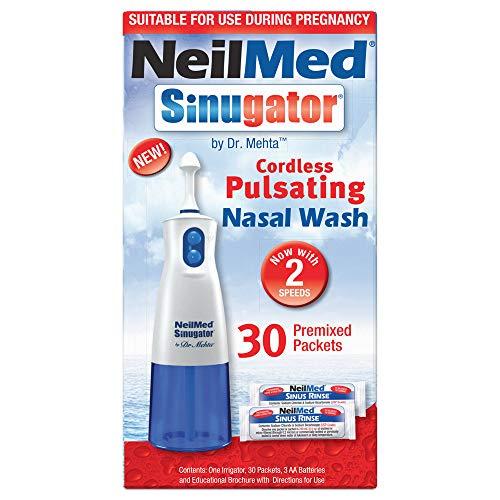NeilMed NeilMed Sinugator Cordless Pulsating Nasal Wash Kit with One Irrigator, 30 Premixed Packets and 3 AA Batteries(Pack of 1)
