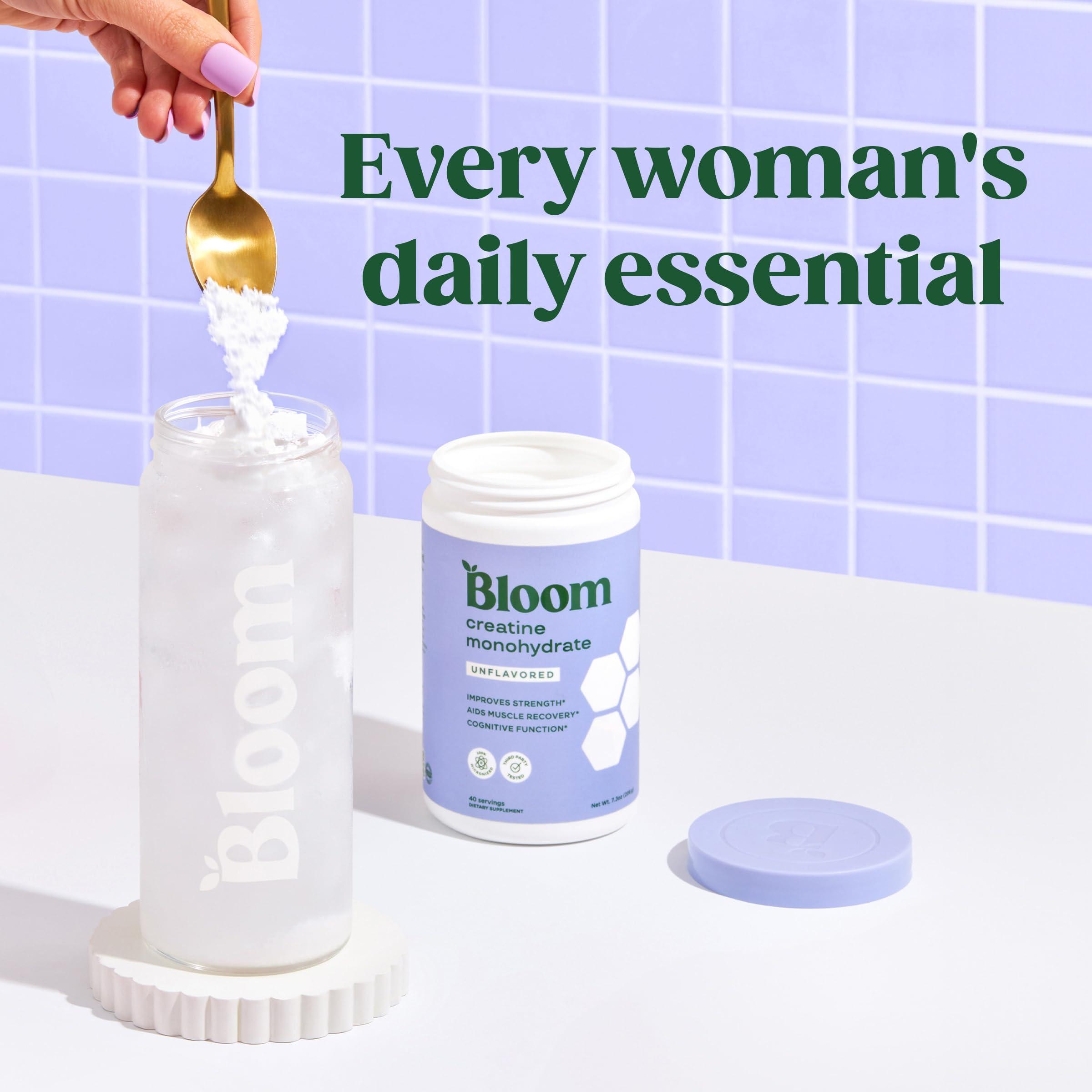 Bloom Nutrition Bloom Nutrition Creatine Monohydrate Powder, 5g Micronized Creatine per Serving, Supports Muscle Recovery, Strength, Endurance, Pre or Post Workout, Gluten Free, Non GMO, Unflavored, 40 SVG, 7.3 oz