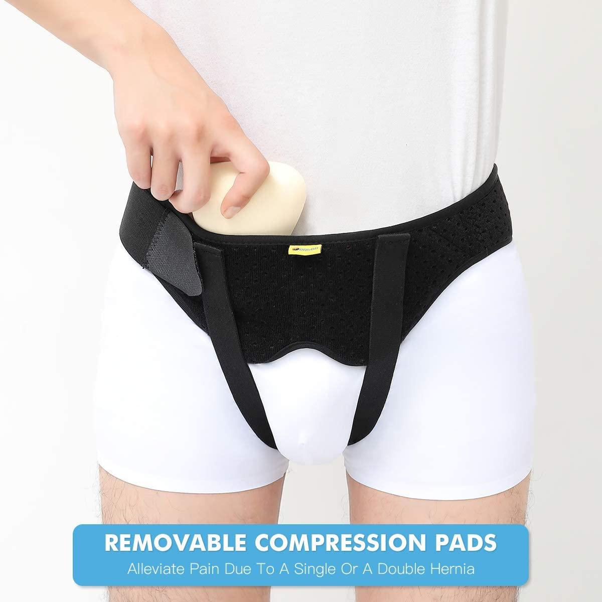 Tenbon Tenbon Hernia Belt Truss for Single/Double Inguinal or Sports Hernia, Hernia Support Brace for Men for Women Pain Relief Recovery Strap with 2 Removable Compression Pads Comfortable Material (Small+M)