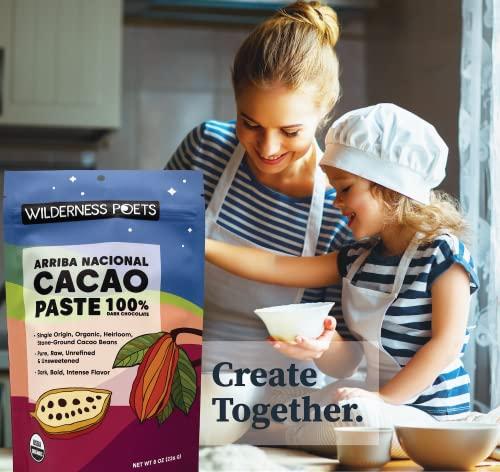 Wilderness Poets Wilderness Poets Organic Cacao Paste - Made from Stone Ground, Raw 100% Cacao Beans (8 Ounce - 227g)