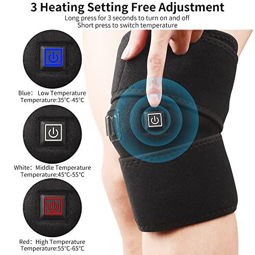 WooTshu WooTshu Heated Knee Brace Knee Heating Pad for Arthritis Pain Relief, 3 Temperature Control Thermal Therapy for Joint Soreness Swelling Cramps Rheumatism