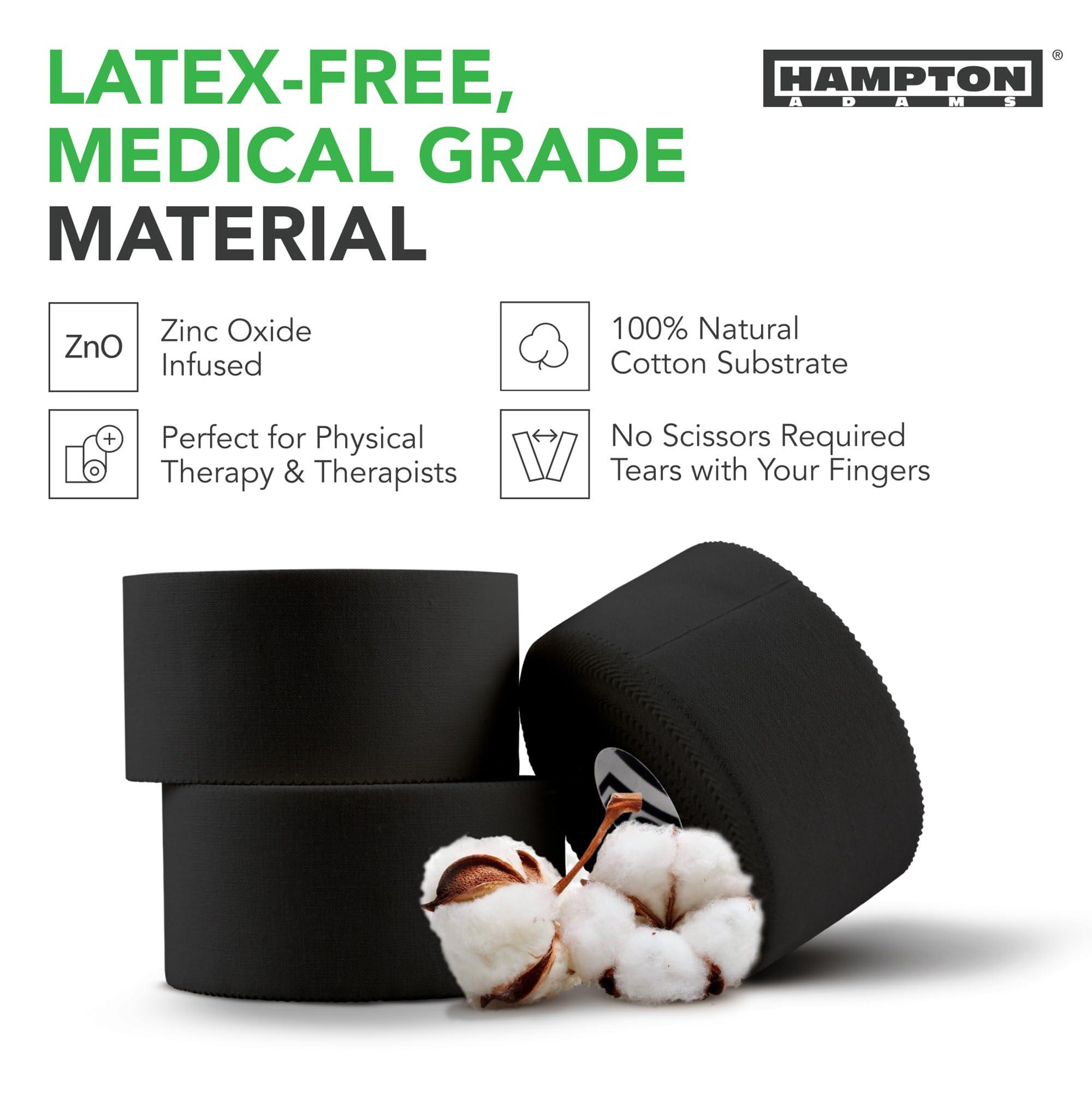 Hampton Adams Hampton Adams | As Seen on Shark Tank | Original Sports Medical Athletic Tape (8-Pack) | 45ft Rolls | No Sticky Residue Easy Tear | for Athletes Trainers First Aid Injury Wrap | Ankles Wrist (Black)