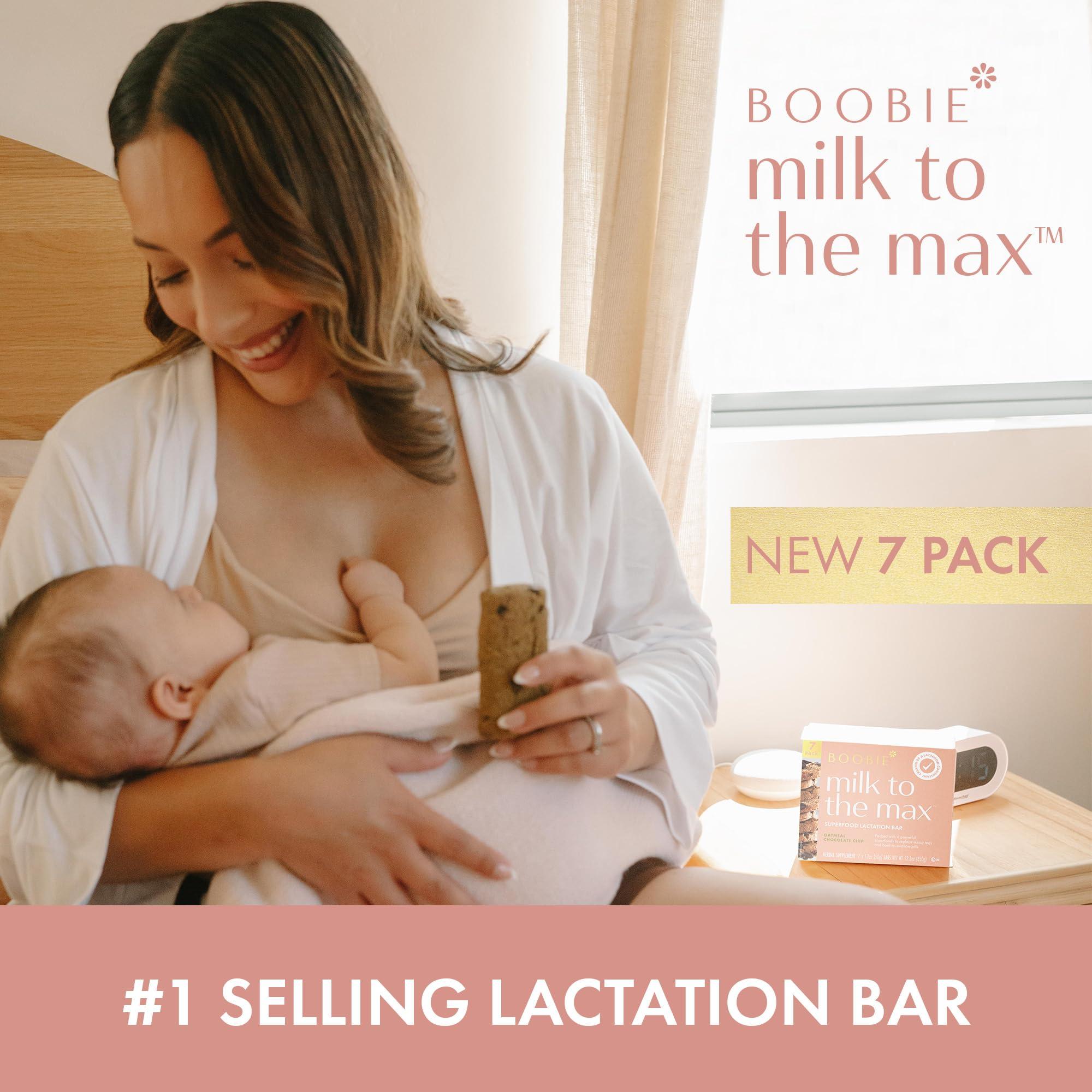 Boobie Brands Boobie Bar Superfood Oatmeal Chocolate Chip Lactation Bar for Breastfeeding Moms to Increase Milk Supply | #1 Selling Lactation Snack Bars | Vegan, Fenugreek-Free, Gluten-Free, Dairy-Free (7 Bars)