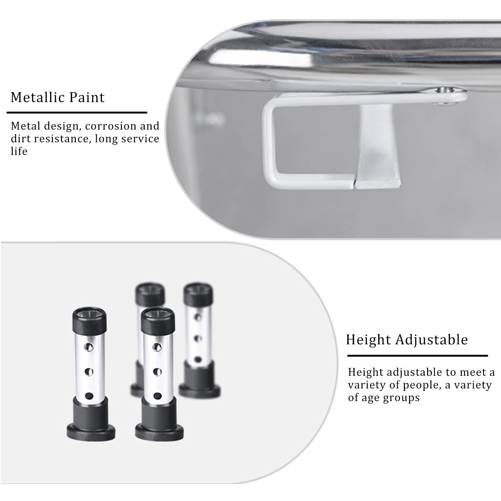 NileMAll Foldable Bedside Commode Chair - Heavy Duty Stainless Steel Commode Seat, Bedside Potty Chair for Adults, Medical Handicap Toilet Seat with Handles and Bucket