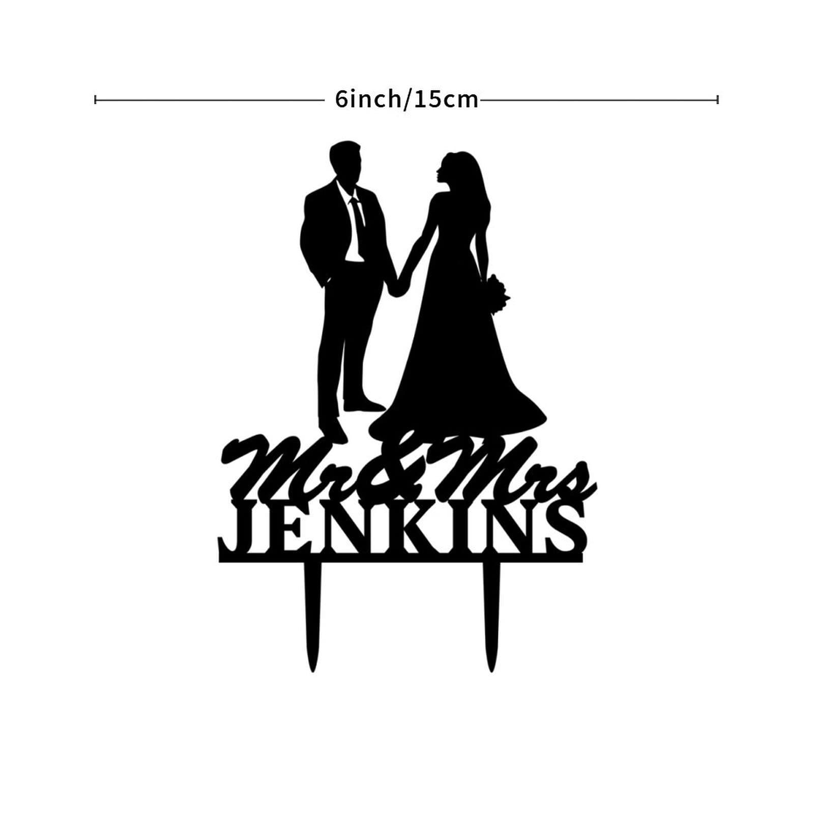 ArogGeld Mr And Mrs Wedding Cake Topper Bride And Groom Personalized Cake Toppers Bride And Groom Holding Hands Rustic Wedding Cake Topper Initials Wedding Cake Topper With Date Acrylic Black Cake Topper