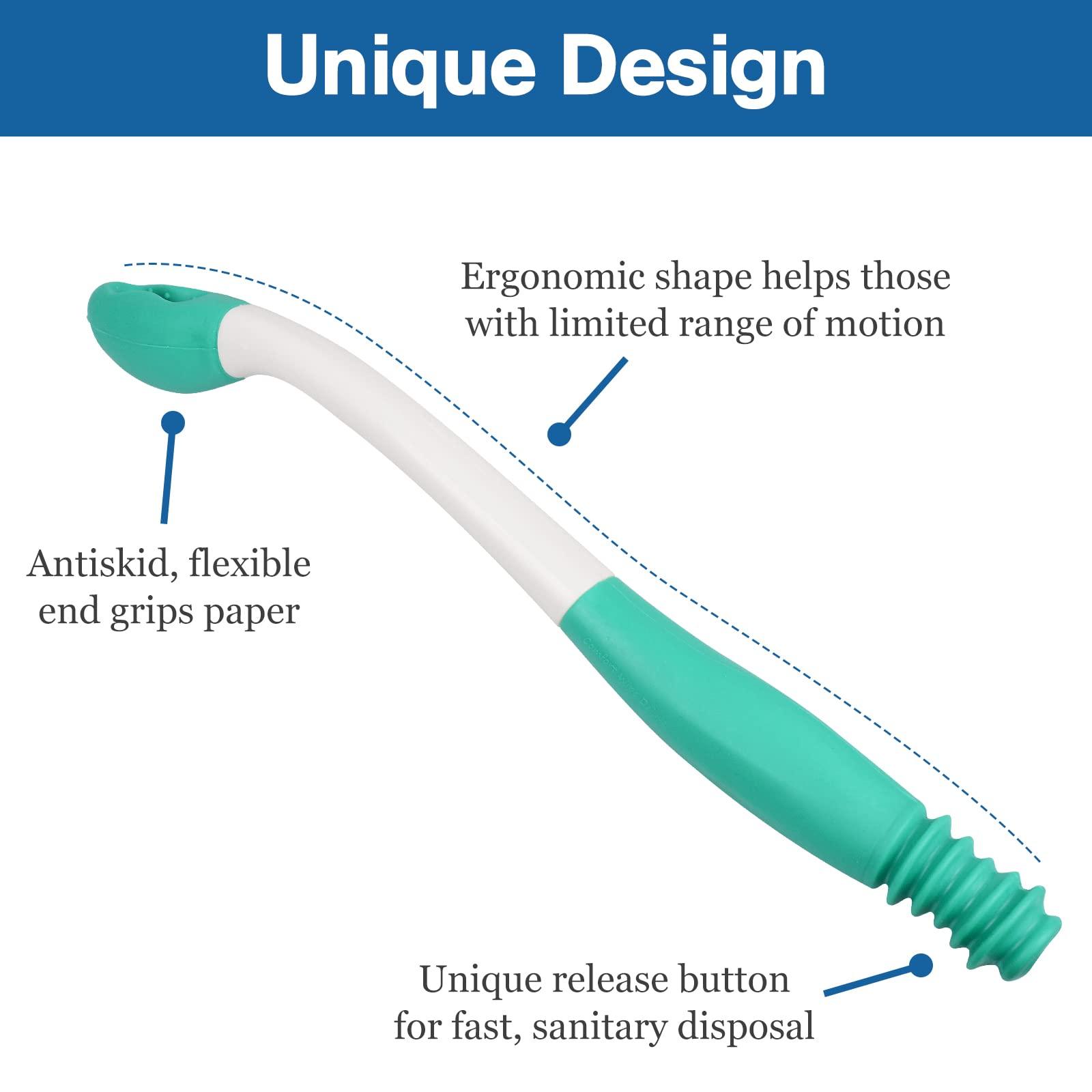 Gegong Long Reach Comfort Wipe Toilet Aids Tools, Bottom Wiper, Extends Your Reach Over 15" Grips Toilet Paper or Pre-Moistened Wipes