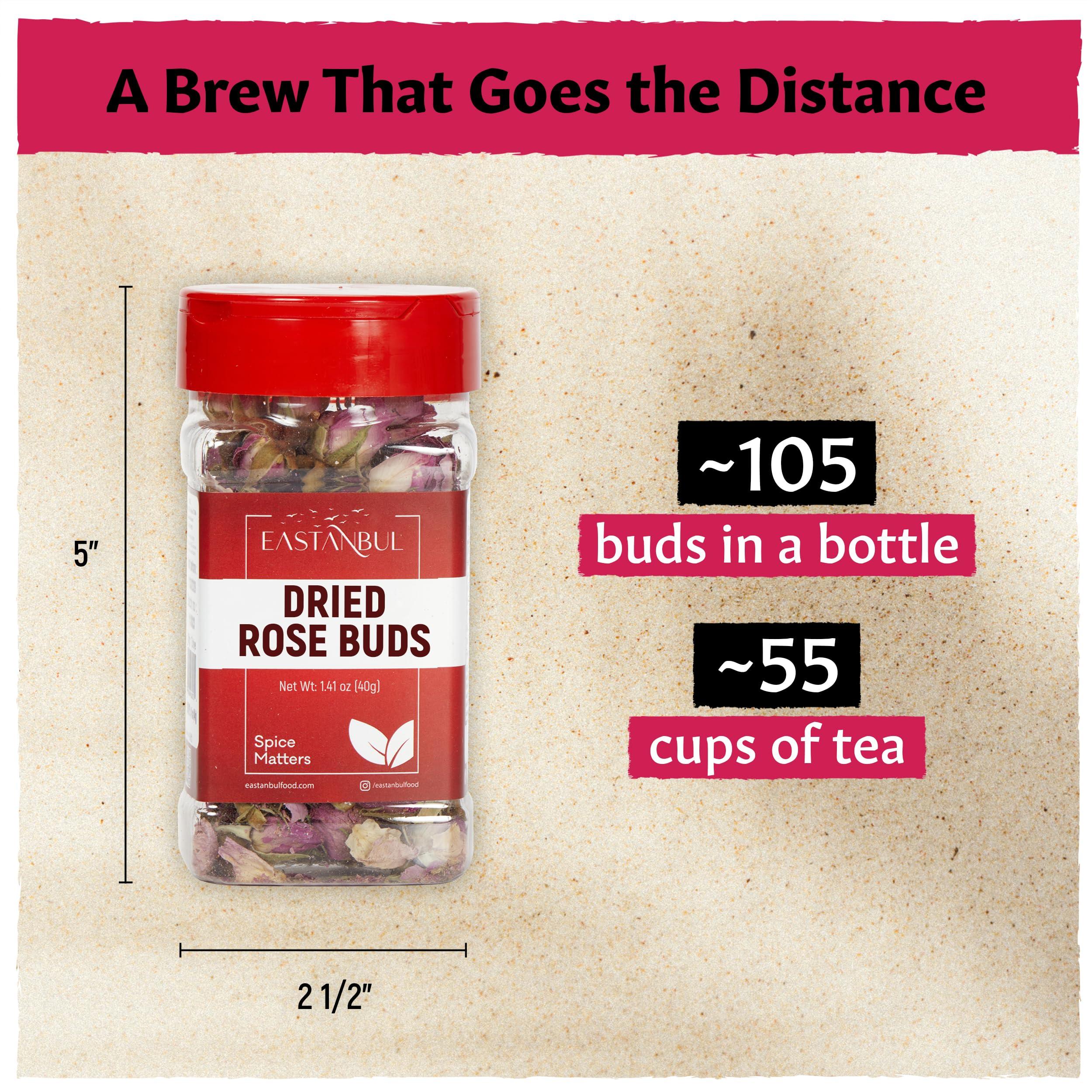 Eastanbul Eastanbul Dried Rose Buds, 1.4oz Edible Rose Buds For Desserts, Caffeine-Free Tea, Edible for Baking, Jam, Crafting, Dry, Natural, Vegan, Non GMO, Gluten Free