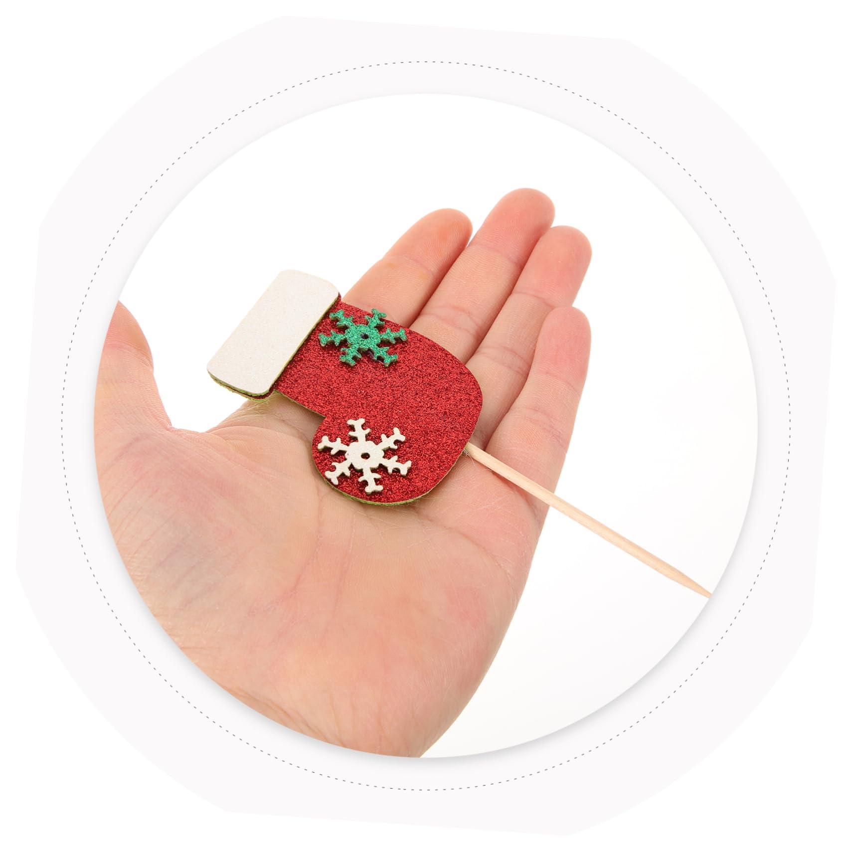 ifundom ifundom 16pcs Christmas Theme Cake Toppers Christmas Tree Topper Star Shaped Fruit Dessert Cake Picks Cheistmas Tree Topper Reindeer Fruit Picks Decor Food Picks Box Props Wooden