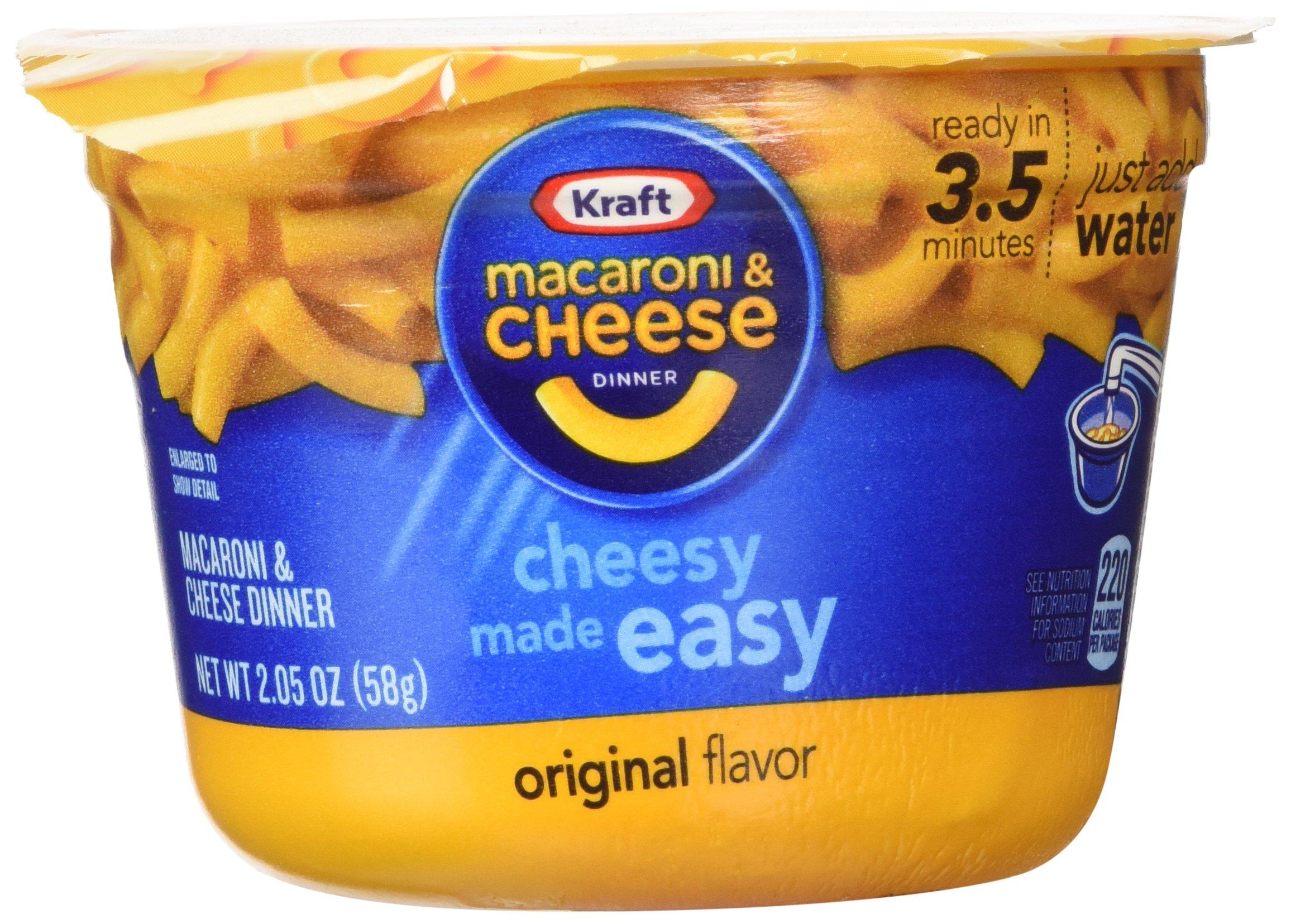 Kraft KRAFT Macaroni & Cheese Dinner Cup Easy Mac Original, 58 grams Cups (Pack of 12)