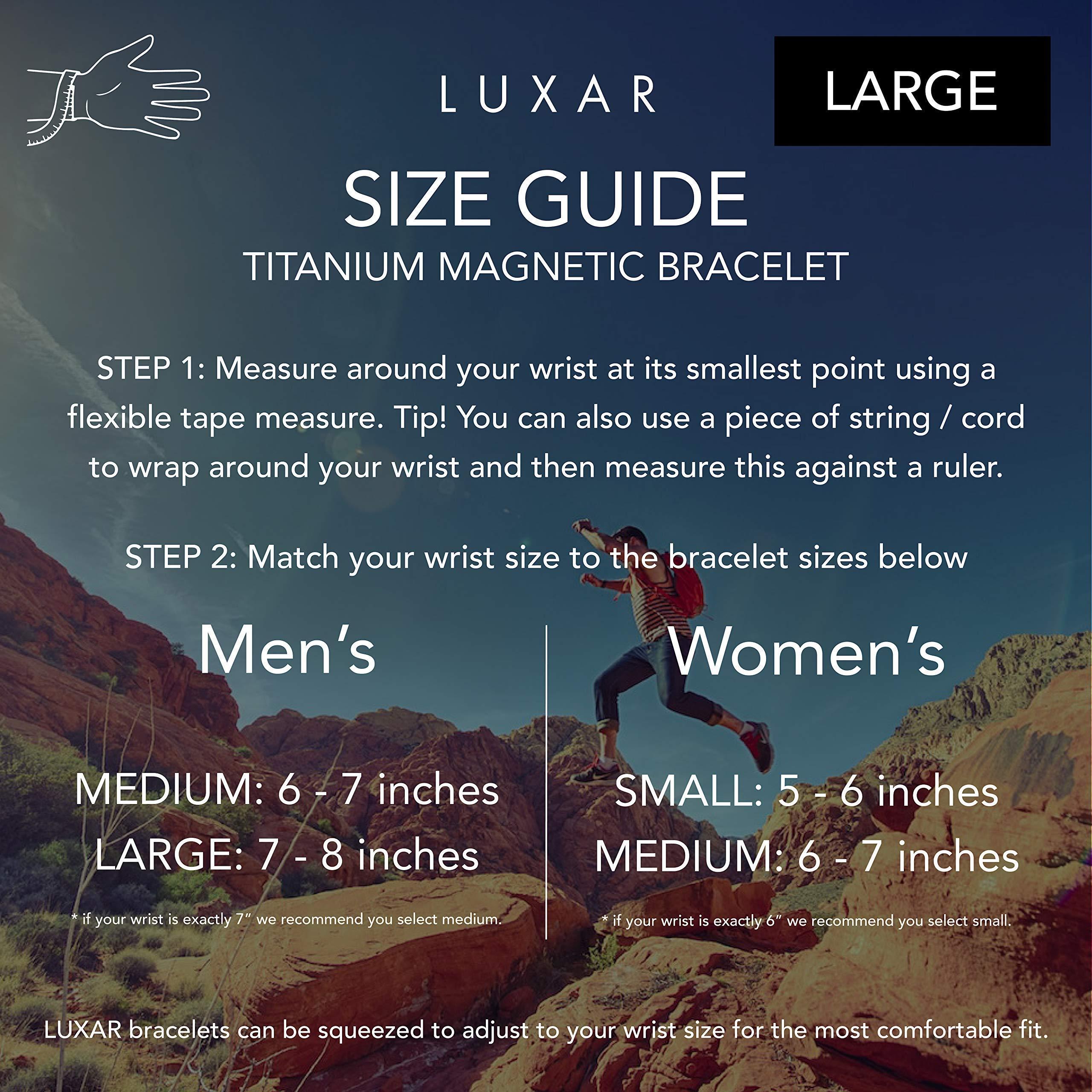 LUXAR LUXAR Men\'s/Women\'s Magnetic Therapy Bracelet | Solid Titanium or Solid Copper | Sophisticated Solid Titanium Bangle with Rare-Earth Neodymium Magnets (Black | Large)