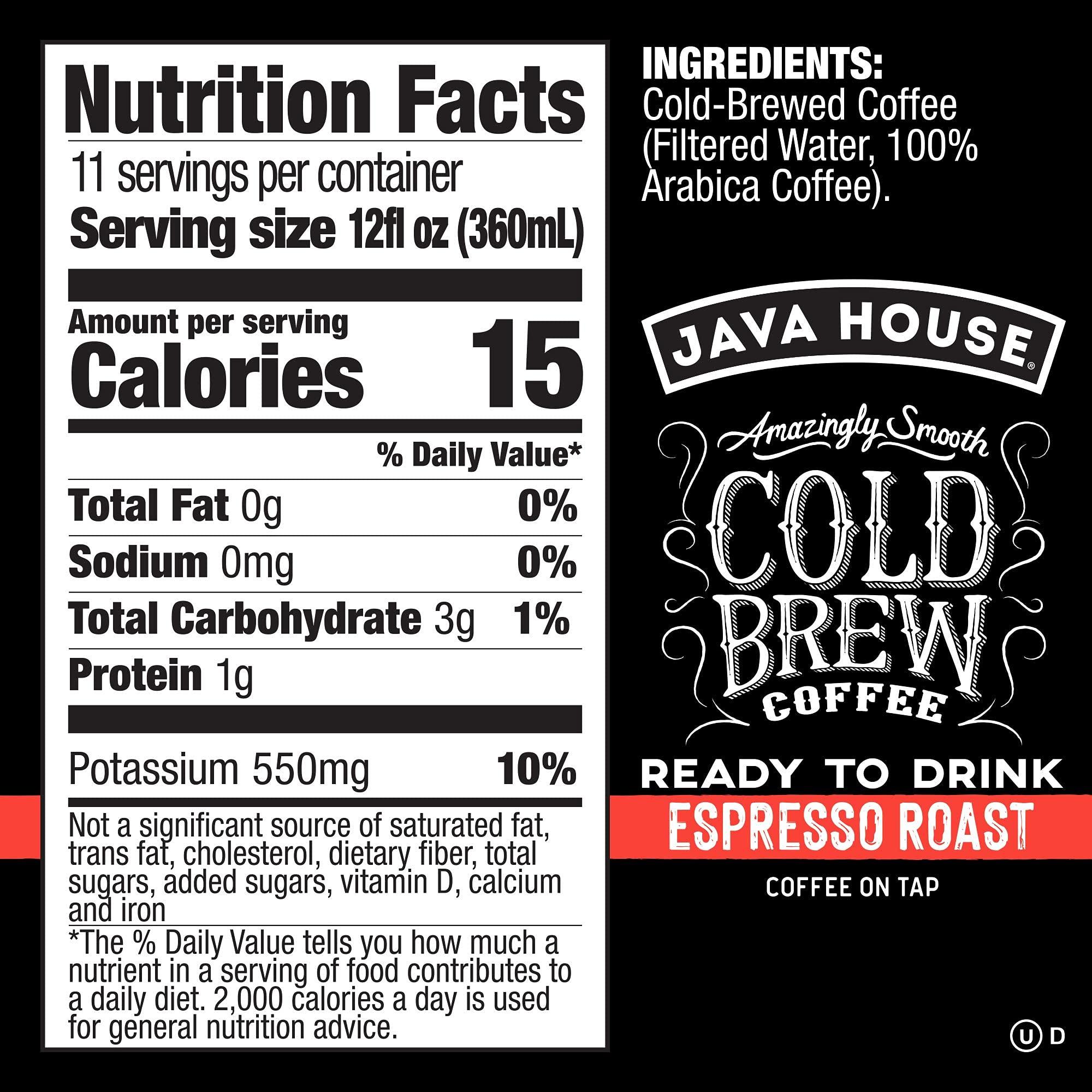 Java House Java House dark roast Liquid Cold Brew Coffee On Tap, Espresso, 128 Fl Oz
