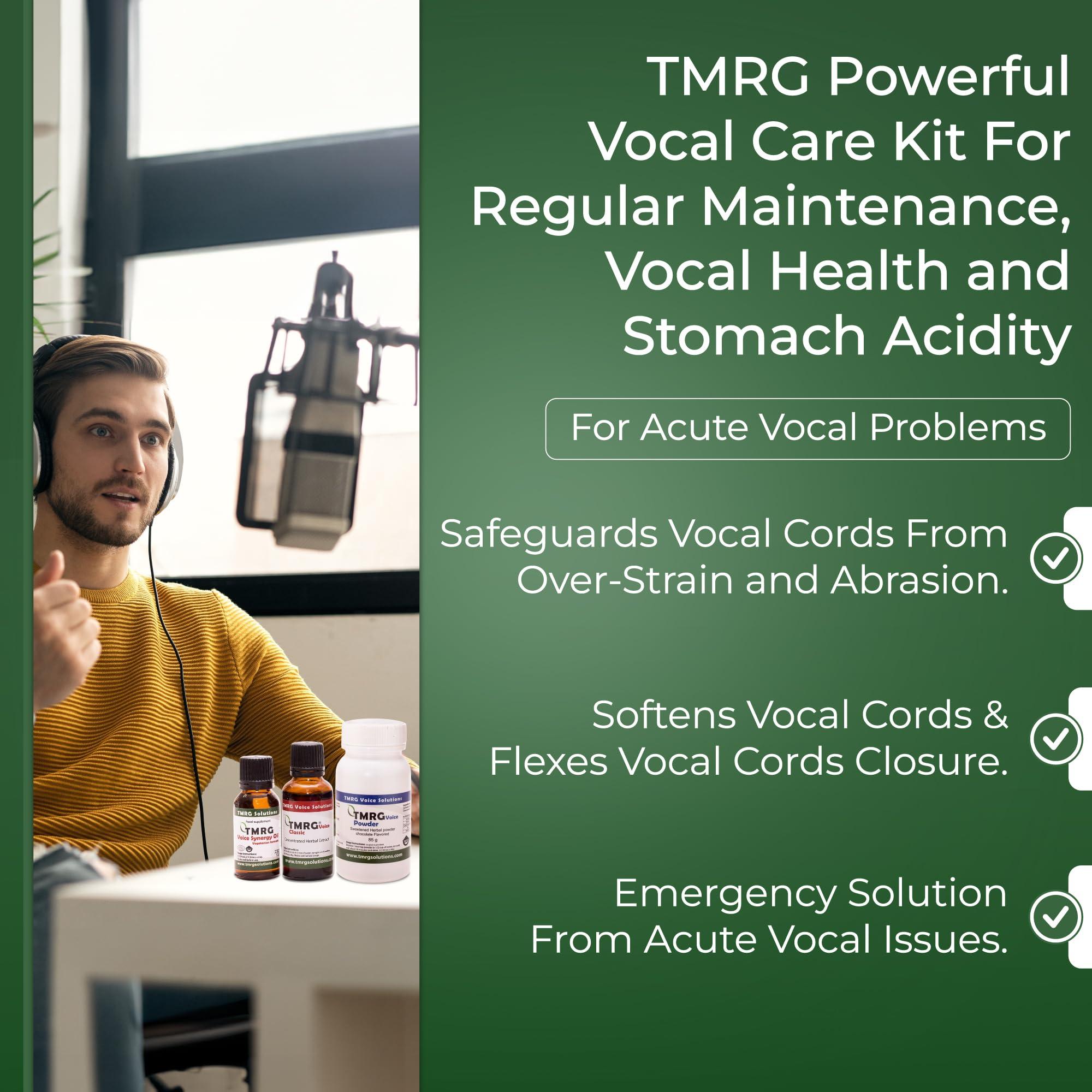 TMRG TMRG Powerful Vocal Recovery Kit - Large: Professional Herbal Remedy Featuring 30ml Voice Drops, 85g Voice Powder, 20ml Synergy Oil, and a ClipUltimate Care for Vocal Strength and Recovery.