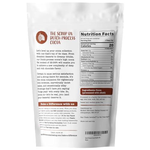 MODERN MOUNTAIN Cocoa Powder (1 lb) Dutch Processed Cocoa Powder, Unsweetened, Extra Rich Cocoa Flavor, 22-24% Fat, Premium Culinary Grade, Non-GMO, Perfect Cocoa for Baking and Cooking