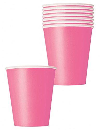 Unique Hot Pink Solid Paper Cups Set - 9 oz (Pack of 8) - Elegant & Eco-Friendly Party Drinkware - Perfect for Birthdays, Showers, & Special Celebrations