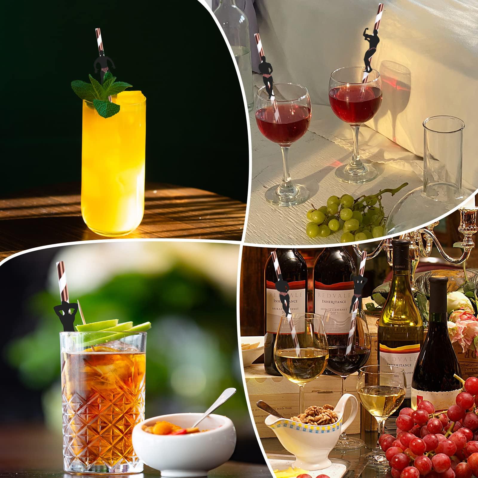 KINBOM 24pcs Bachelorette Party Decoration Straws Confetti Bachelorette Party Supplies Funny Drinking Straws for Adults, Party Favors, Ladies Bridal Shower Straws (Rose Gold)