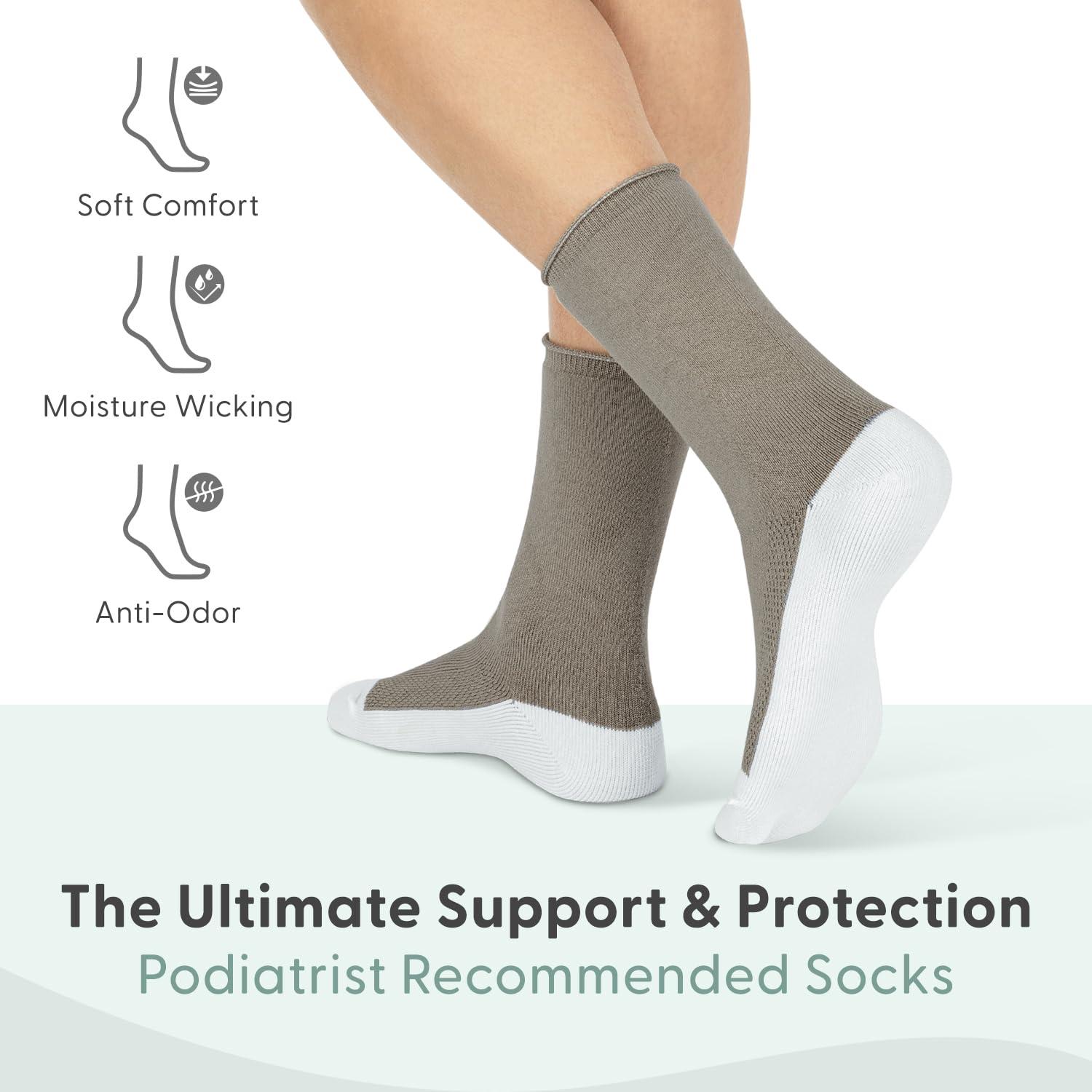Orthofeet Orthofeet Extra Roomy Non-Binding Non-Constrictive Circulation Seam Free Socks, 3 Pack