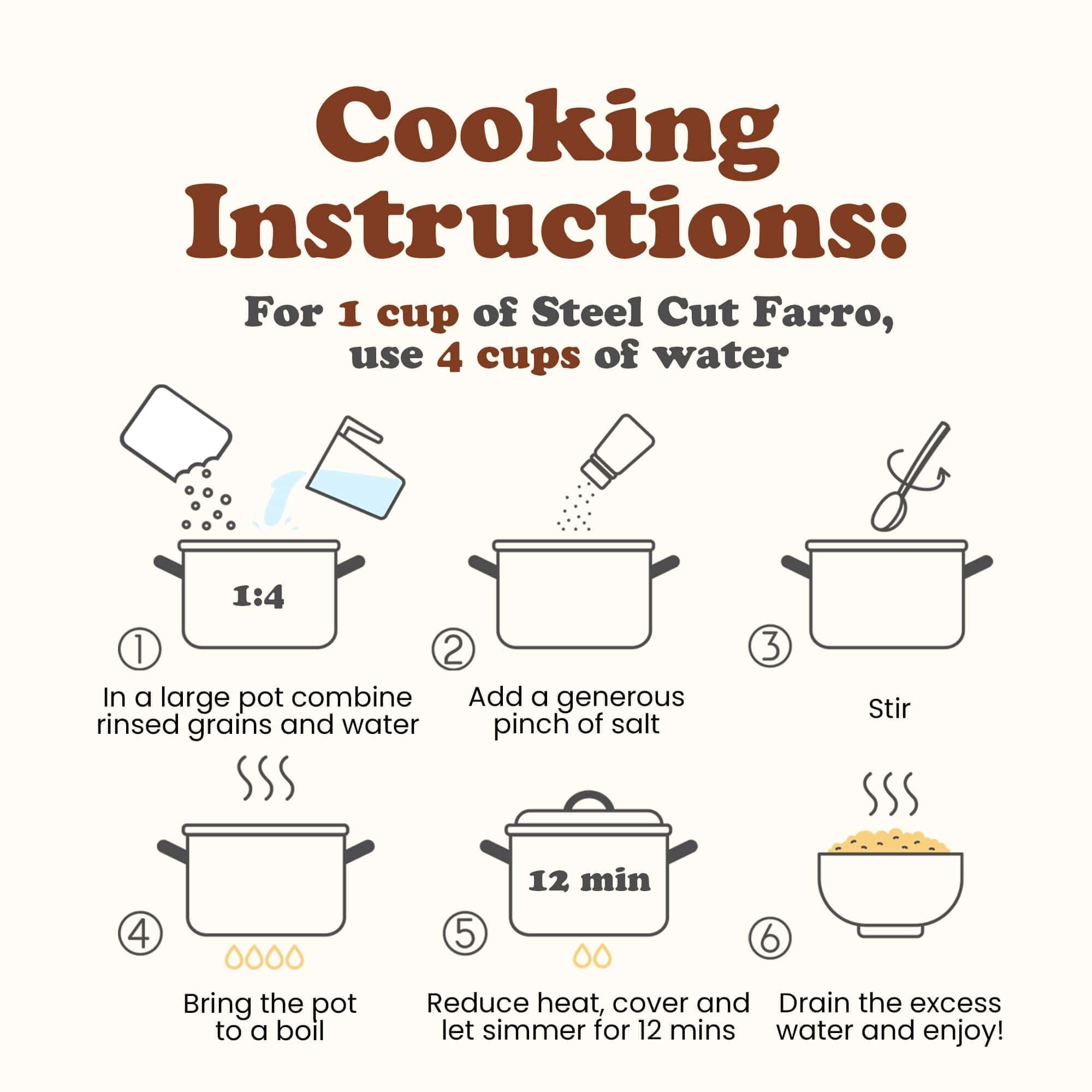 Food to Live Food to Live Organic Italian Steel Cut Farro Non-GMO, Cracked Pearled Wheat Grain, Non-Irradiated, Vegan, Bulk. Easy to Cook. Rich in Fiber, Protein. Perfect for Cereal, Porridge, Soups, Salads