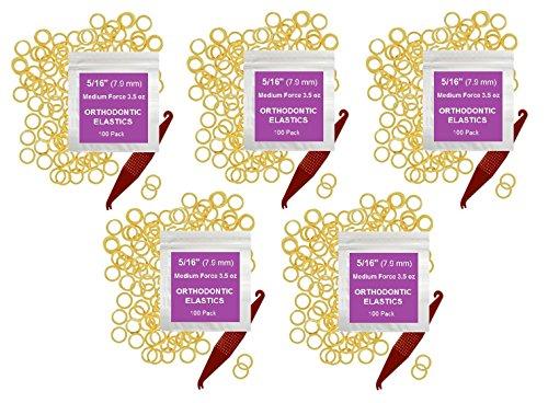 Prairie Horse Supply 5/16 Inch Orthodontic Elastic Rubber Bands, 500 Pack, Natural, Medium 3.5 Ounce Small Rubberbands Dreadlocks Hair Braids Fix Tooth Gap, Free Elastic Placer for Braces